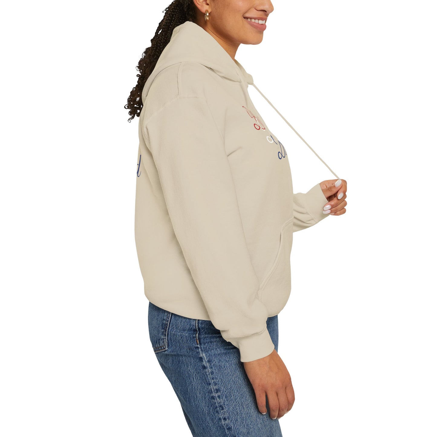 Blessed Hoodie – Patriotic Red, White & Blue Unisex Pullover Sweatshirt with Front & Back Print – Cozy, Positive Vibes Gift