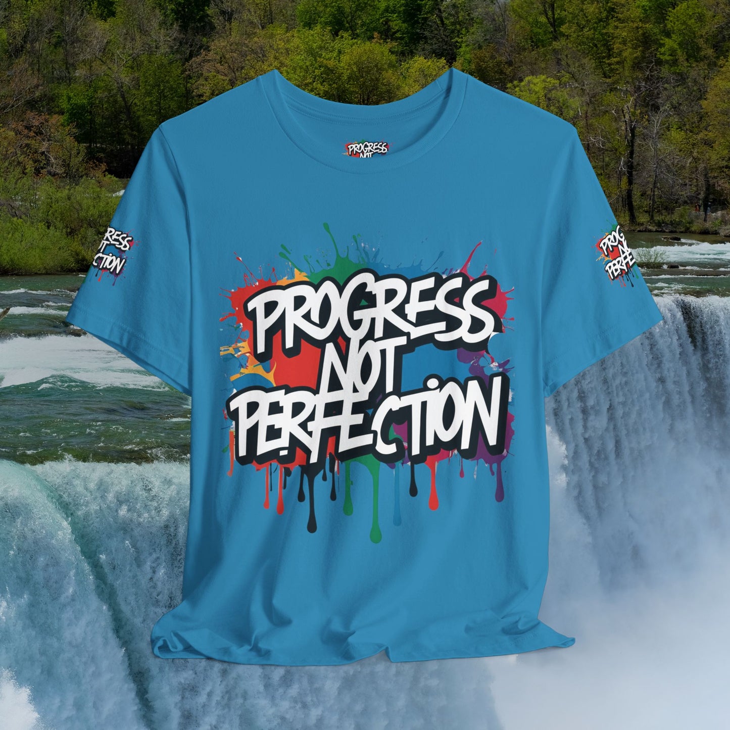 💥 Vibrant 💥 Eye-catching 💥 Motivational 💥 All Over Print 💥 Unisex T-shirt 💥 Progress Not Perfection 💥 Art-Inspired 💥 Apparel 💥 Sizes XS x 4XL 💥