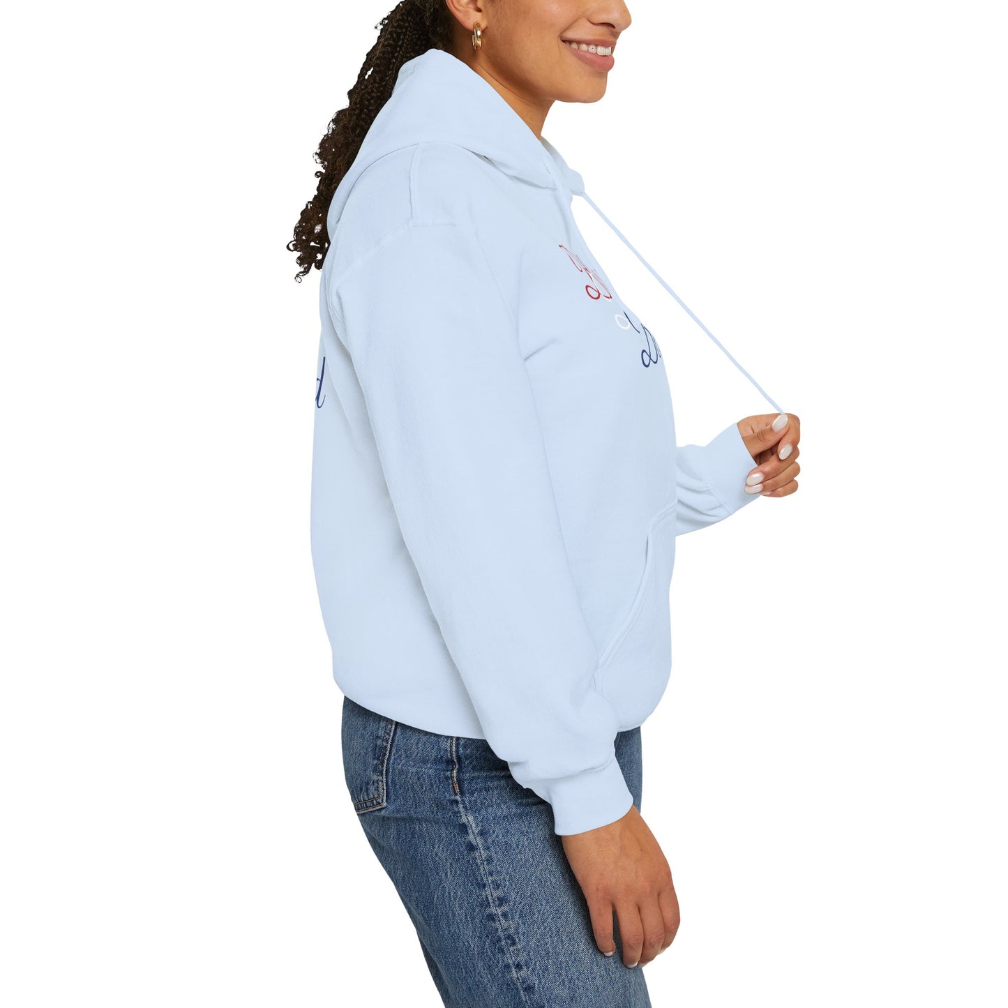 Blessed Hoodie – Patriotic Red, White & Blue Unisex Pullover Sweatshirt with Front & Back Print – Cozy, Positive Vibes Gift