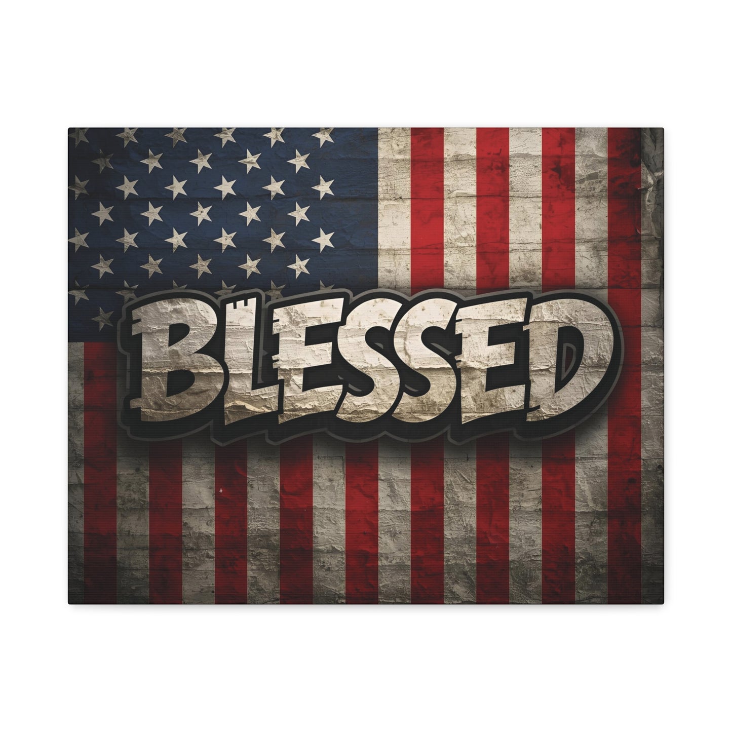 Blessed American Flag Canvas Wall Art, Patriotic Home Decor, Inspirational Gift, Rustic Wall Decor, Americana Artwork