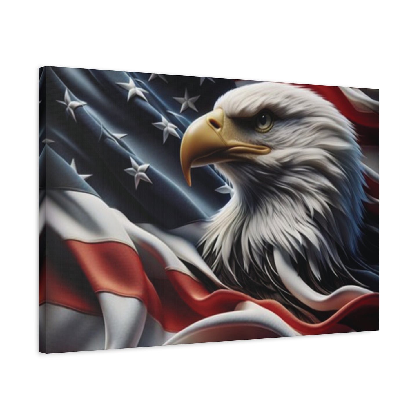 Patriotic Eagle Gallery Wrapped Canvas Art - American Flag Wall Decor - Red White Blue - USA Pride - Holiday Gift - 4th of July Home Decoration - Veteran Gift - USA Theme Art - Print On Sides - Mirror Sides -