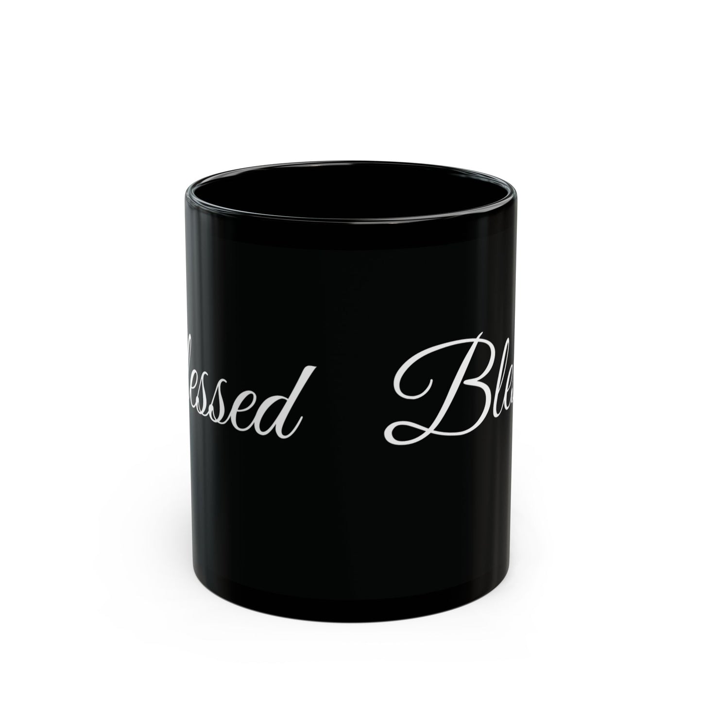 Inspirational Blessed White Print Black Mug 11oz & 15oz