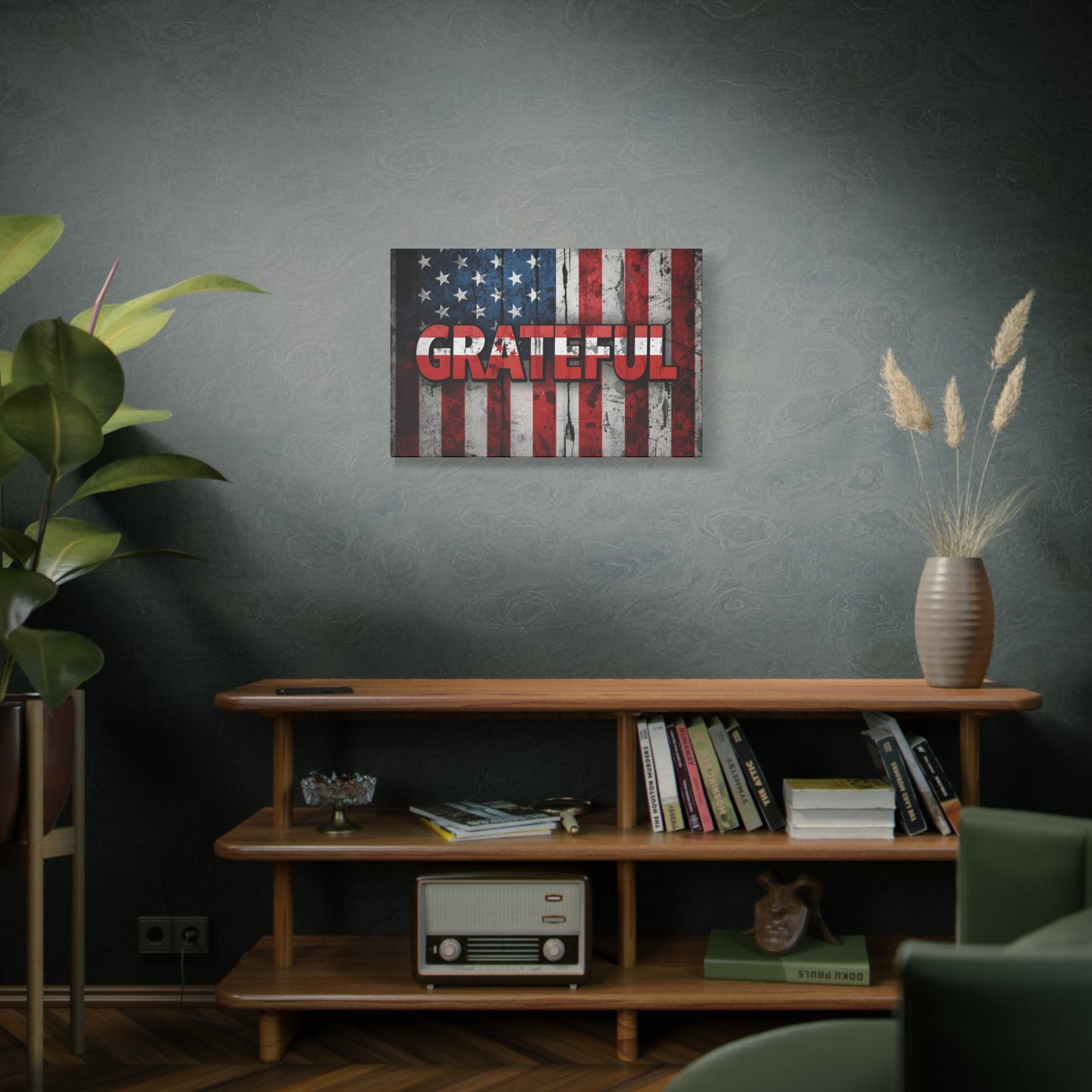 Grateful American Flag Wall Art | Patriotic Canvas Decor, Home Wall Decor, Inspirational Gift, 4th of July Decoration, Veteran's Day