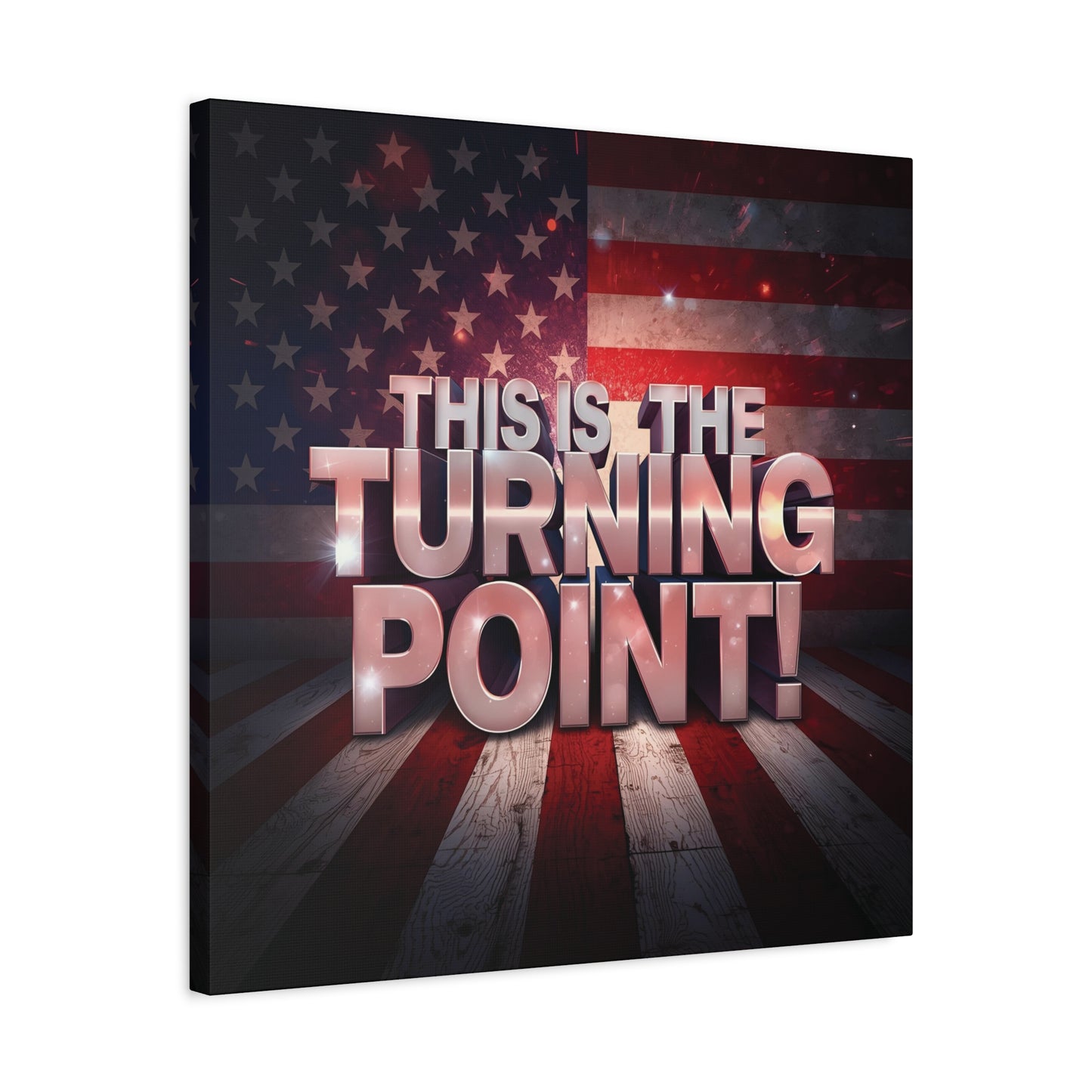 Gallery Wrapped Canvas Wall Art - Charlie Kirk Inspired - This Is The Turning Point! - Red White Blue - American Flag Backdrop Design - Multiple Sizes -