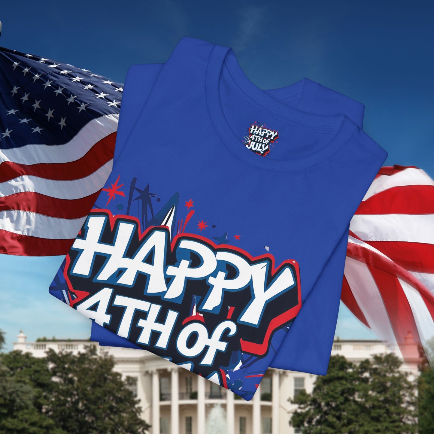 Happy 4th Of July Unisex Jersey Short Sleeve Tee, Independence Day T-Shirt, Patriotic Shirt, Red White Blue Tee, USA Celebration Top