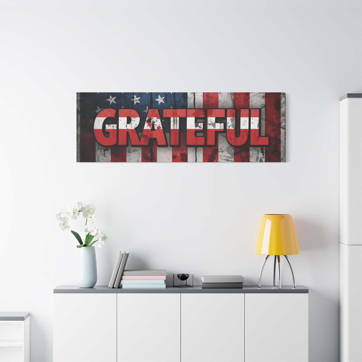 Grateful American Flag Wall Art | Patriotic Canvas Decor, Home Wall Decor, Inspirational Gift, 4th of July Decoration, Veteran's Day