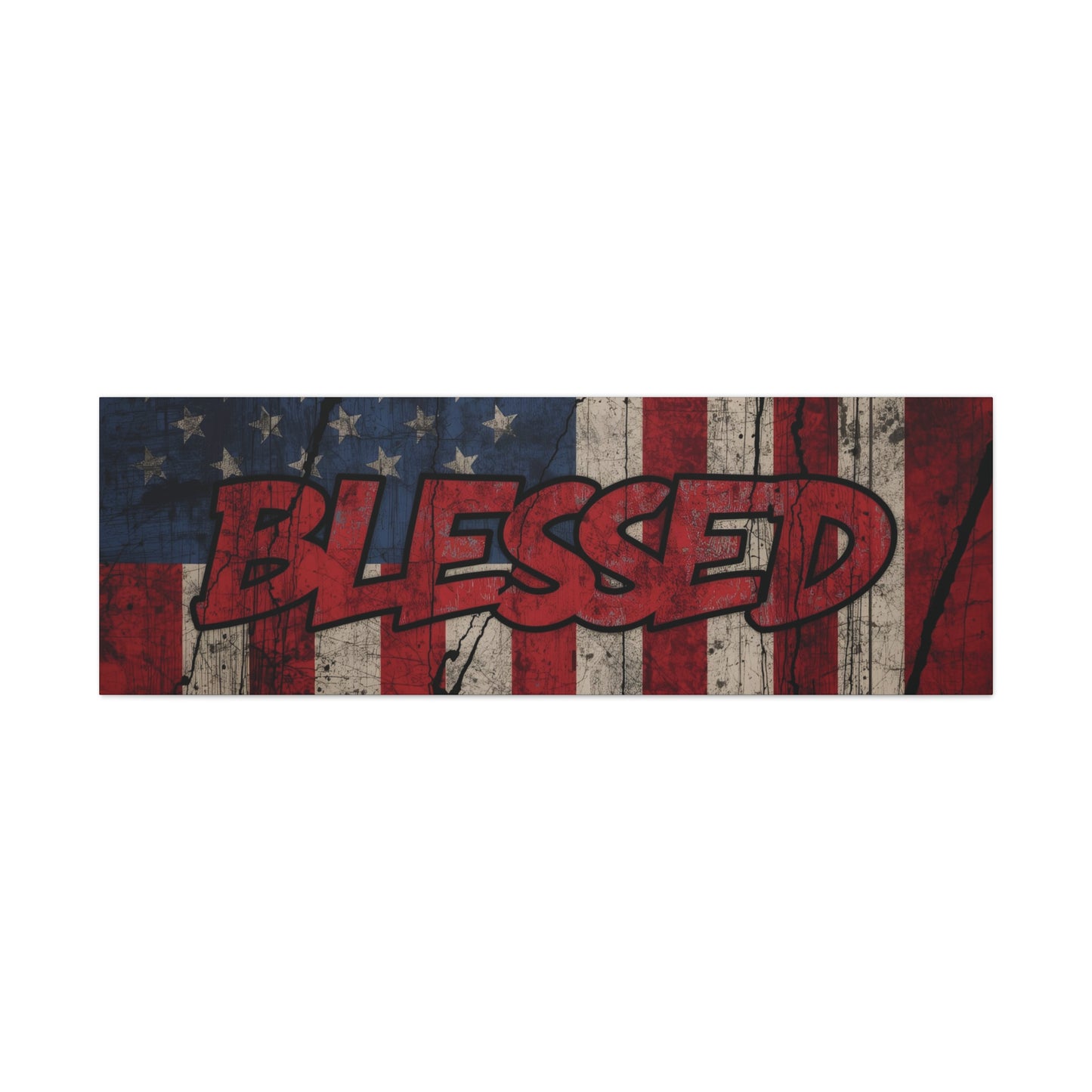 Blessed Patriotic Canvas Wall Art, Americana Decor, Home Wall Decoration, Rustic Flag Artwork, US Flag Decor