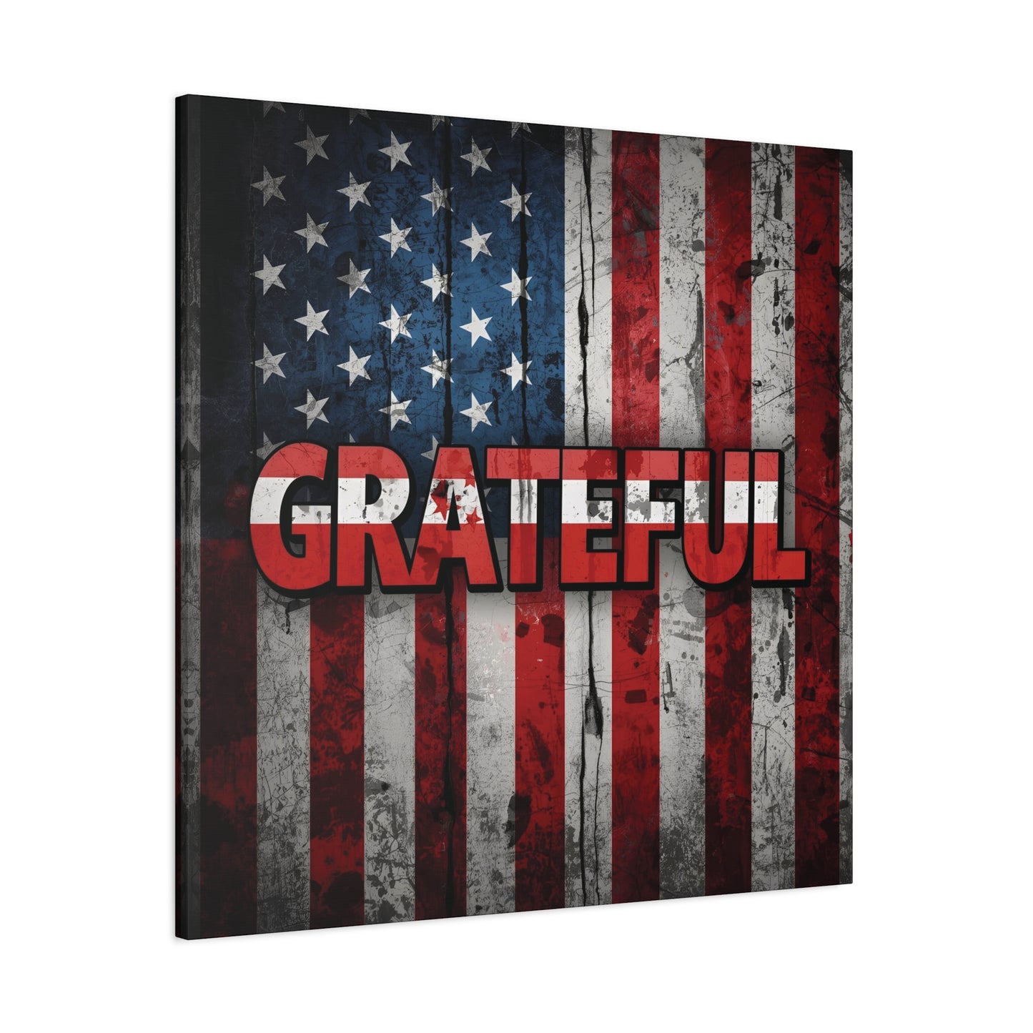 Grateful American Flag Wall Art | Patriotic Canvas Decor, Home Wall Decor, Inspirational Gift, 4th of July Decoration, Veteran's Day