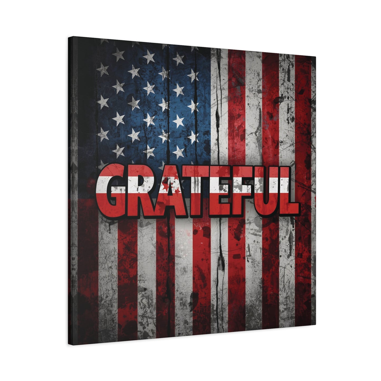 Grateful American Flag Wall Art | Patriotic Canvas Decor, Home Wall Decor, Inspirational Gift, 4th of July Decoration, Veteran's Day