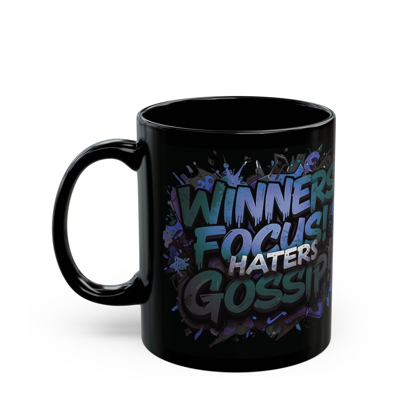 Motivational Black Mug for Winners, Gym Coffee Cup, Inspirational Gift, Home Office Decor, Unique Beverage Container
