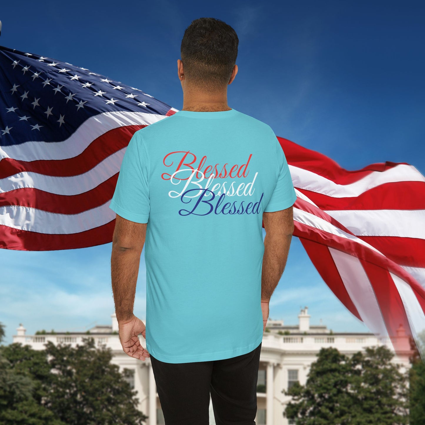 Red White Blue Blessed Design Unisex Tee