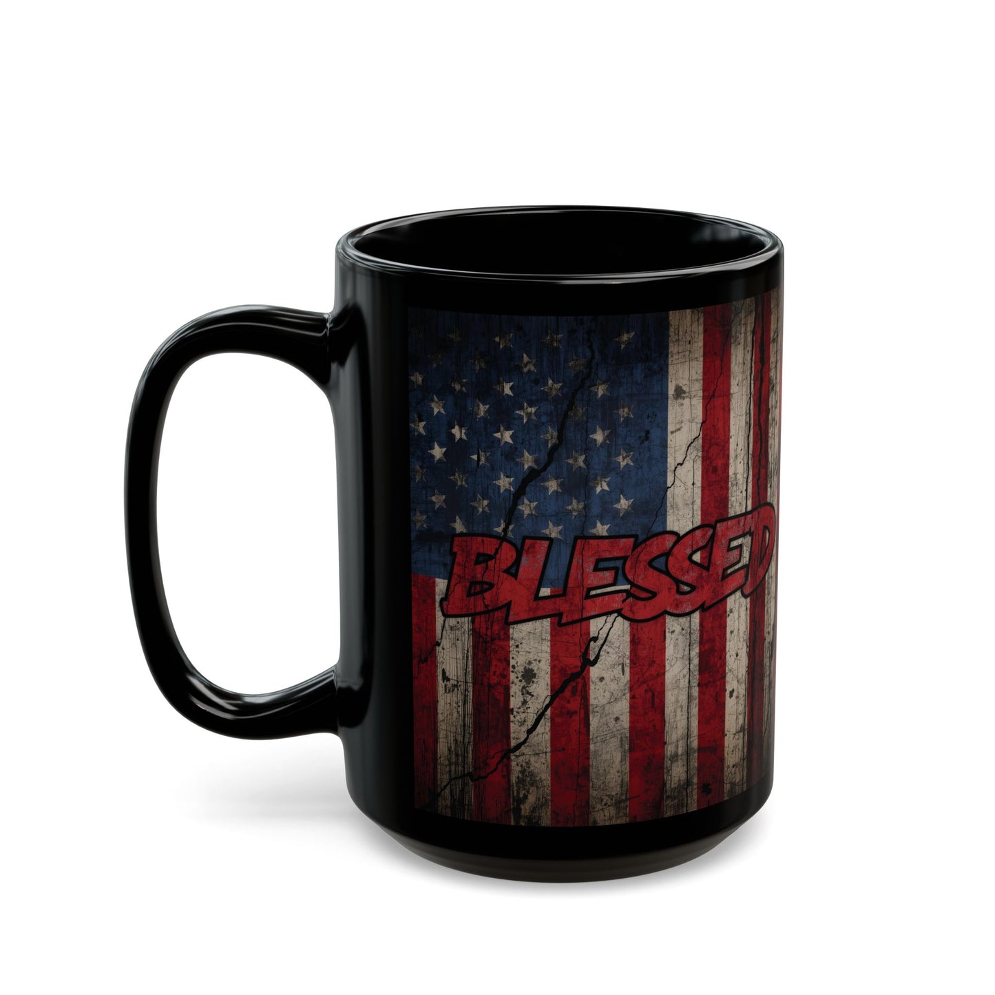 Sleek Patriotic Blessed Mug - 11oz & 15oz - American Flag Design, Perfect for Gifts, Coffee Lovers, July 4th, Home Decor, Rustic Style