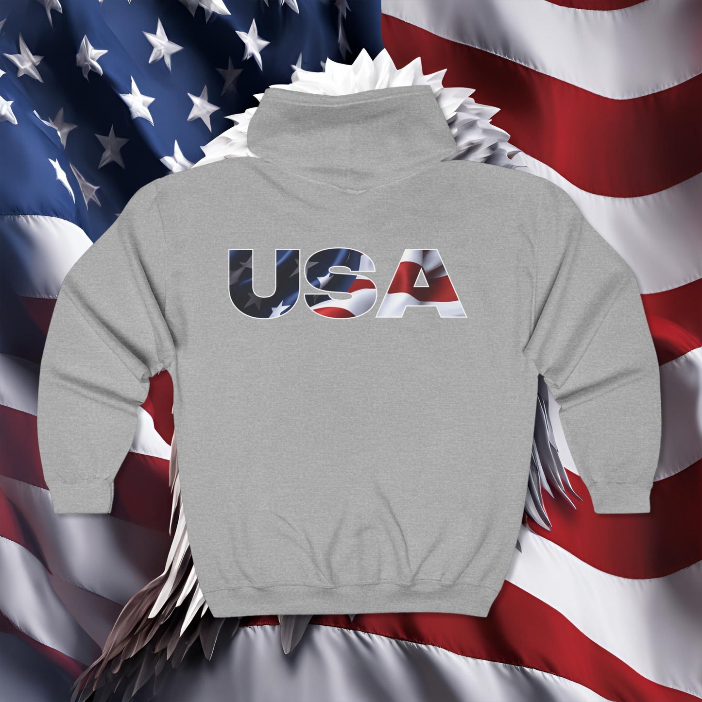 š„ USA š„ Red White & Blue š„ Full Zip š„ Hooded Sweatshirt š„ 4 Colors š„ Sport Grey š„ Black š„ Dark Heather š„ Navy š„ Sizes S - 3XL š„