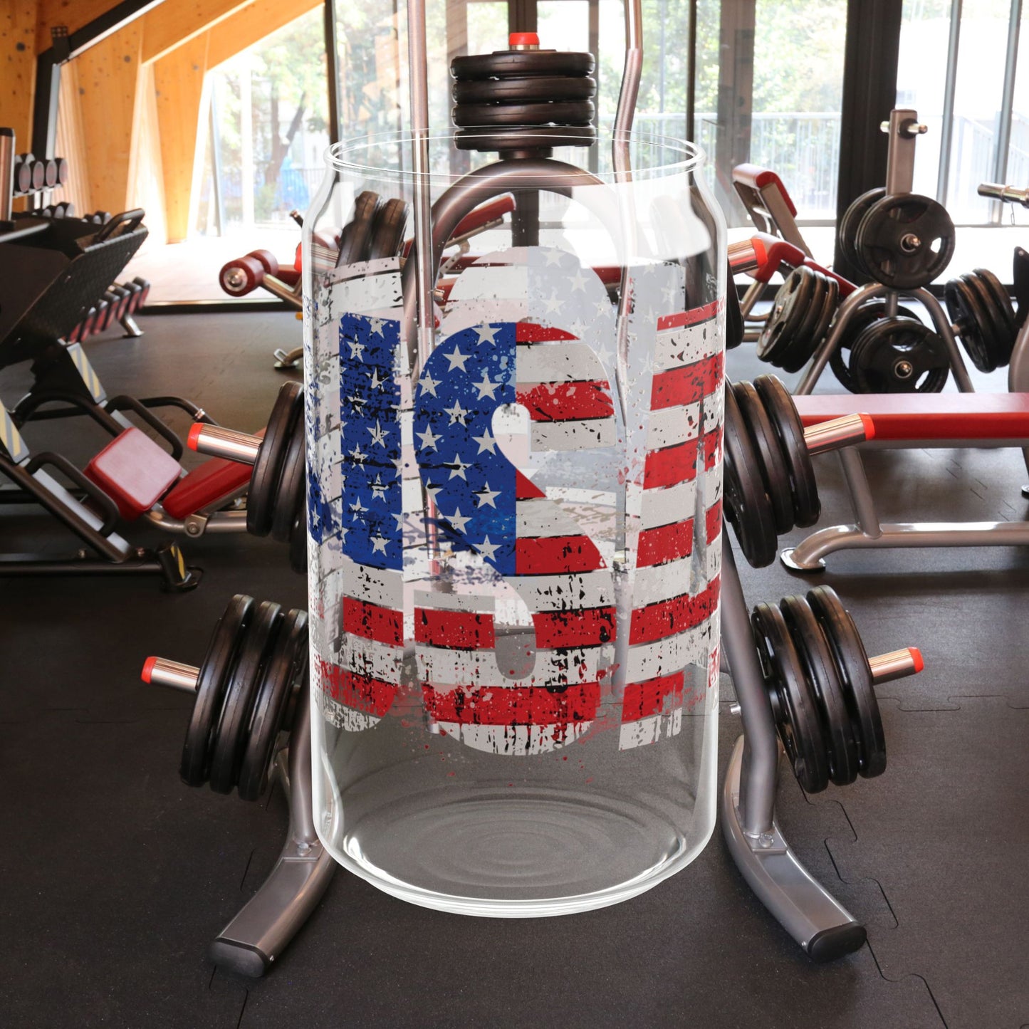 π₯ USA Pride π₯ 16 oz π₯ Clear π₯ Tempered π₯ Sipper Glass π₯Gasket-Push Bamboo Lid π₯