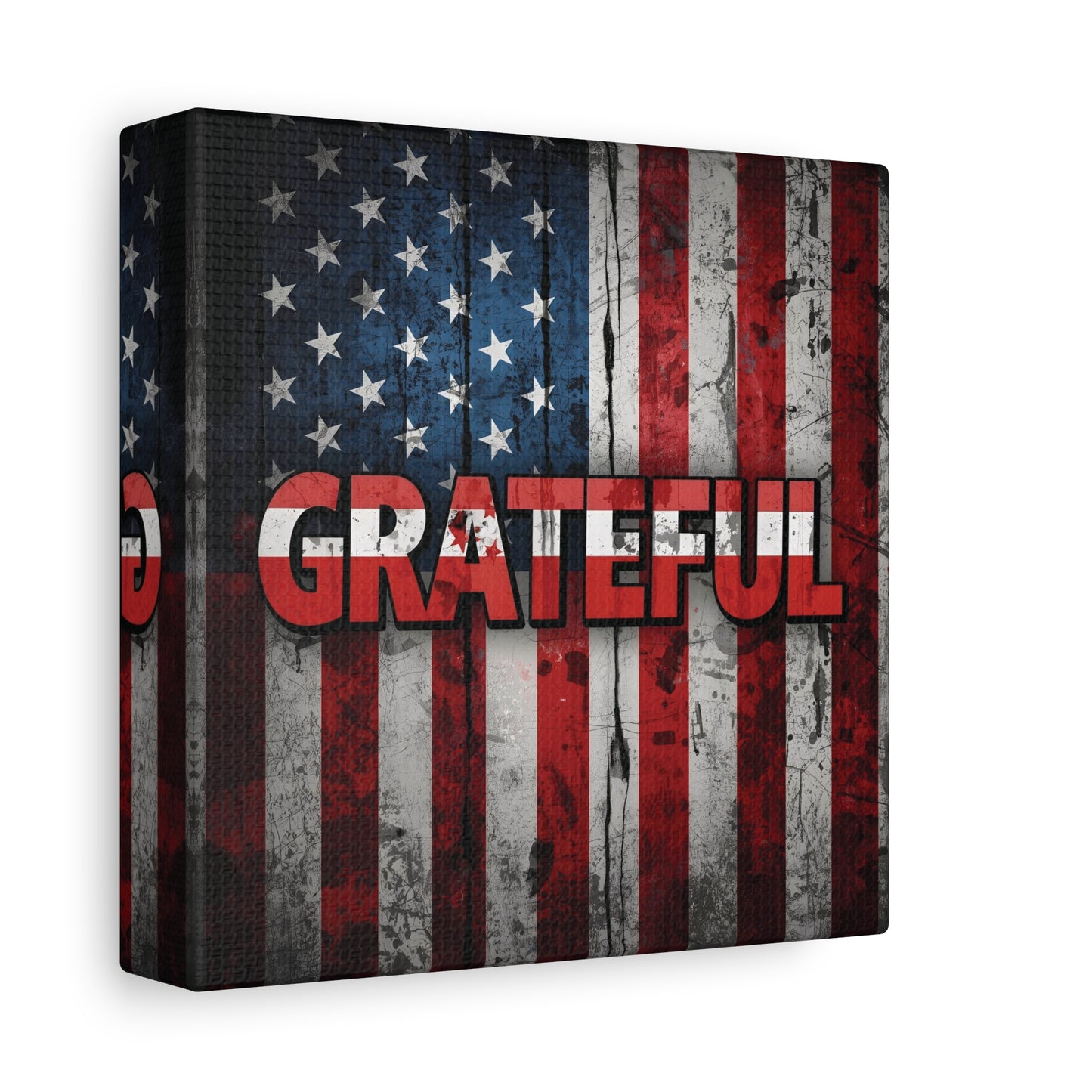 Grateful American Flag Wall Art | Patriotic Canvas Decor, Home Wall Decor, Inspirational Gift, 4th of July Decoration, Veteran's Day