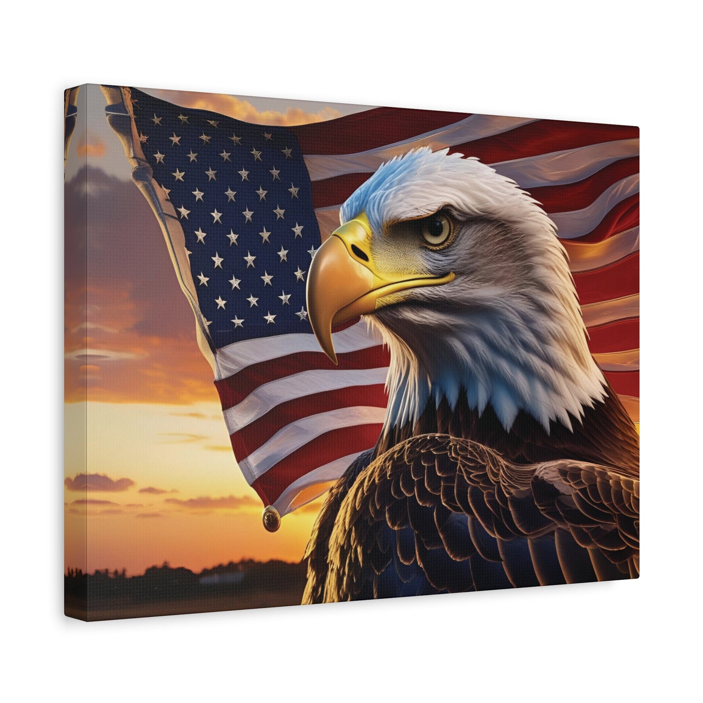 Patriotic Red Eagle Canvas Wall Art, Stretched Eagle Art - Red White Blue - American Flag Decor - Veteran's Day Gift - 4th of July Decoration, Home Gallery Wall