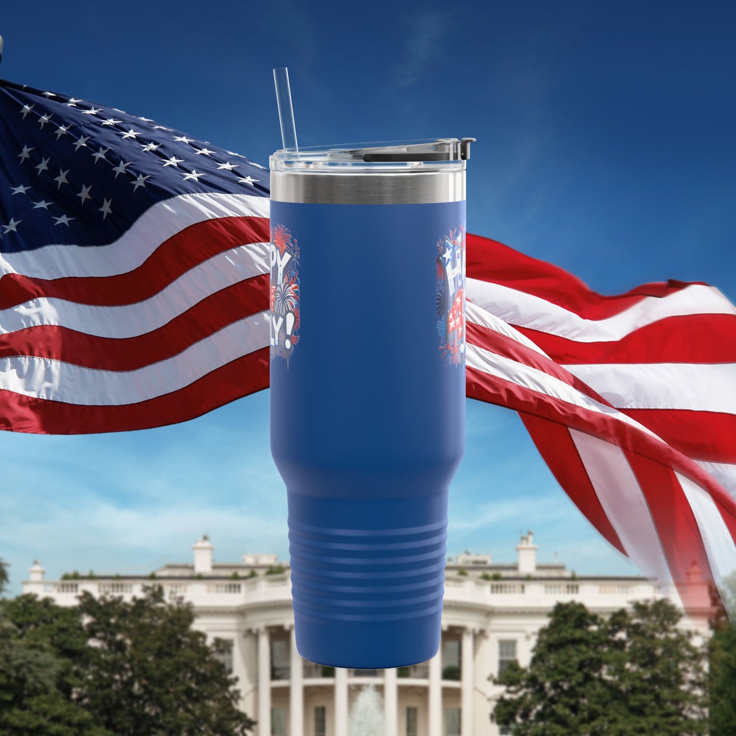 Patriotic Insulated Travel Mug - 40oz - Perfect for 4th of July Celebrations, BBQs, Camping, Family Gatherings, Gifts!