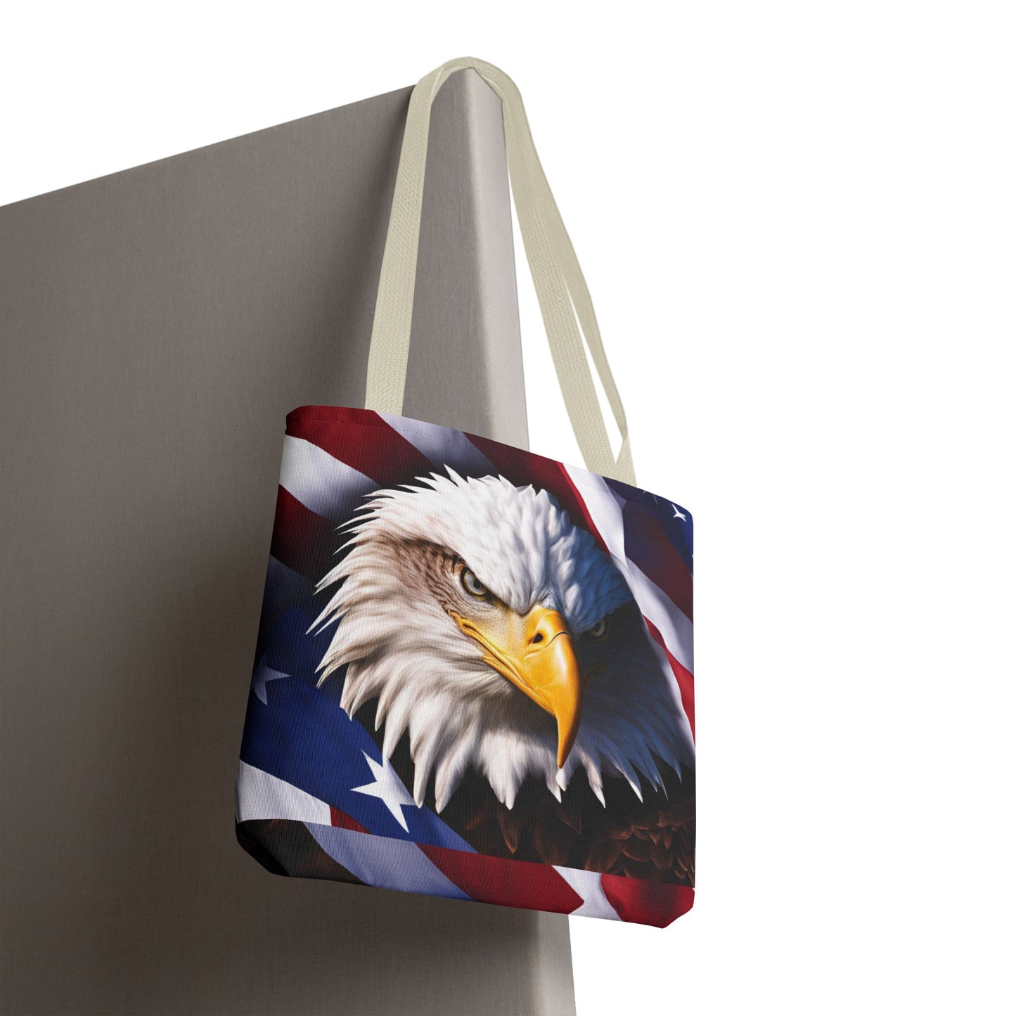 Patriotic Stylish American Flag Bald Eagle Red White & Blue All Over Print Tote Bag