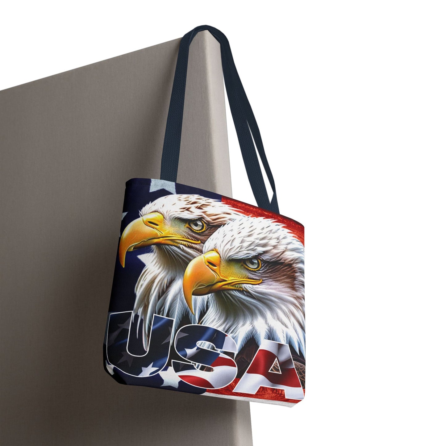 ๐บ๐ธ Patriotic ๐บ๐ธ USA ๐บ๐ธ Bald Eagles ๐บ๐ธ Tote Bag ๐บ๐ธ All Over Print ๐บ๐ธ American Flag Design ๐บ๐ธ Five Different Handle Colors ๐บ๐ธ Red ๐บ๐ธ Navy ๐บ๐ธ Black ๐บ๐ธ Beige ๐บ๐ธ White