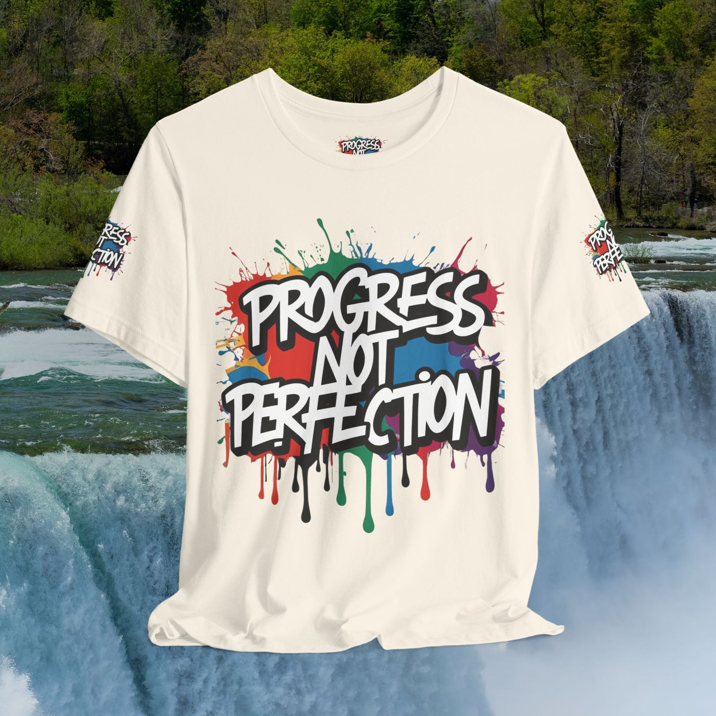 💥 Vibrant 💥 Eye-catching 💥 Motivational 💥 All Over Print 💥 Unisex T-shirt 💥 Progress Not Perfection 💥 Art-Inspired 💥 Apparel 💥 Sizes XS x 4XL 💥