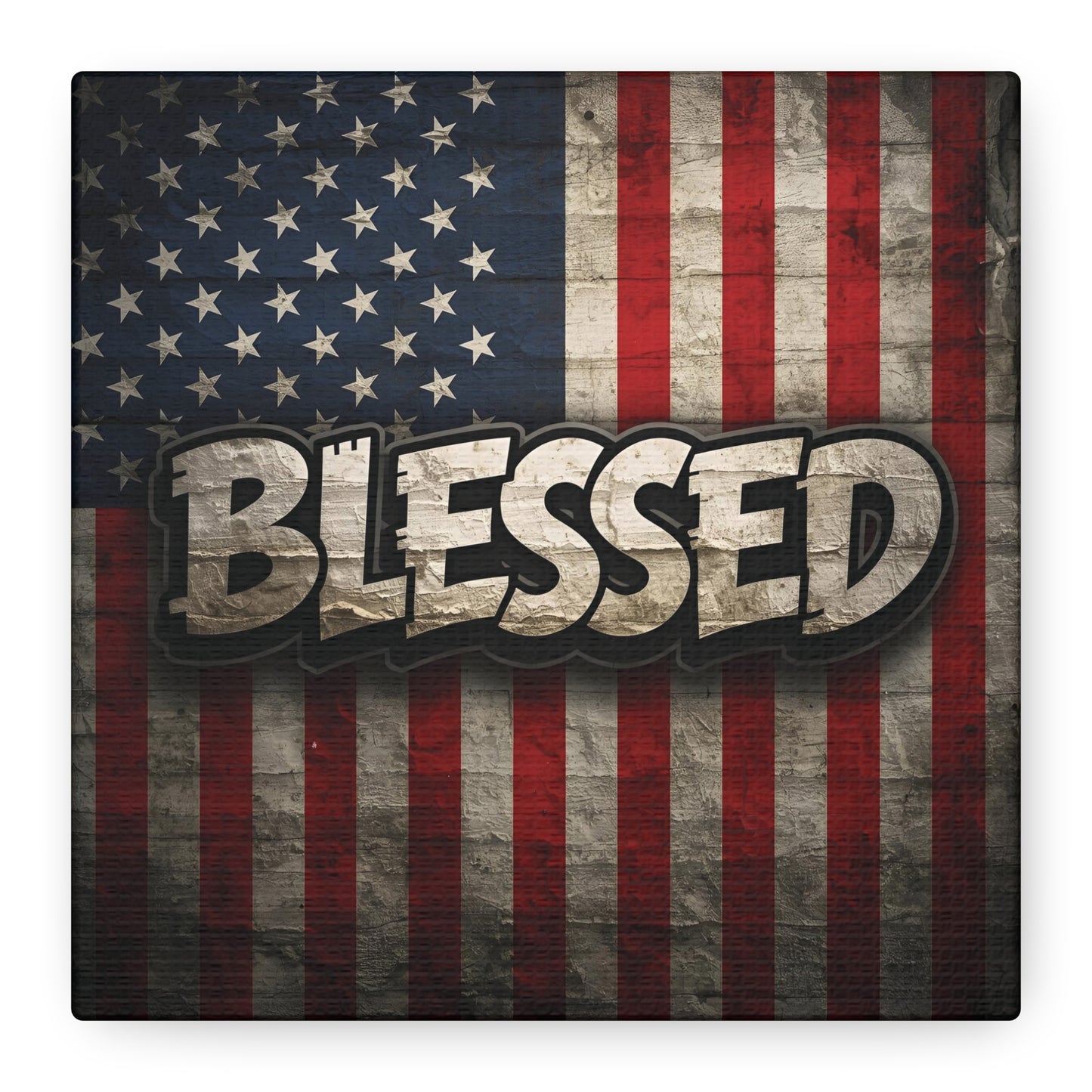 Blessed American Flag Canvas Wall Art, Patriotic Home Decor, Inspirational Gift, Rustic Wall Decor, Americana Artwork