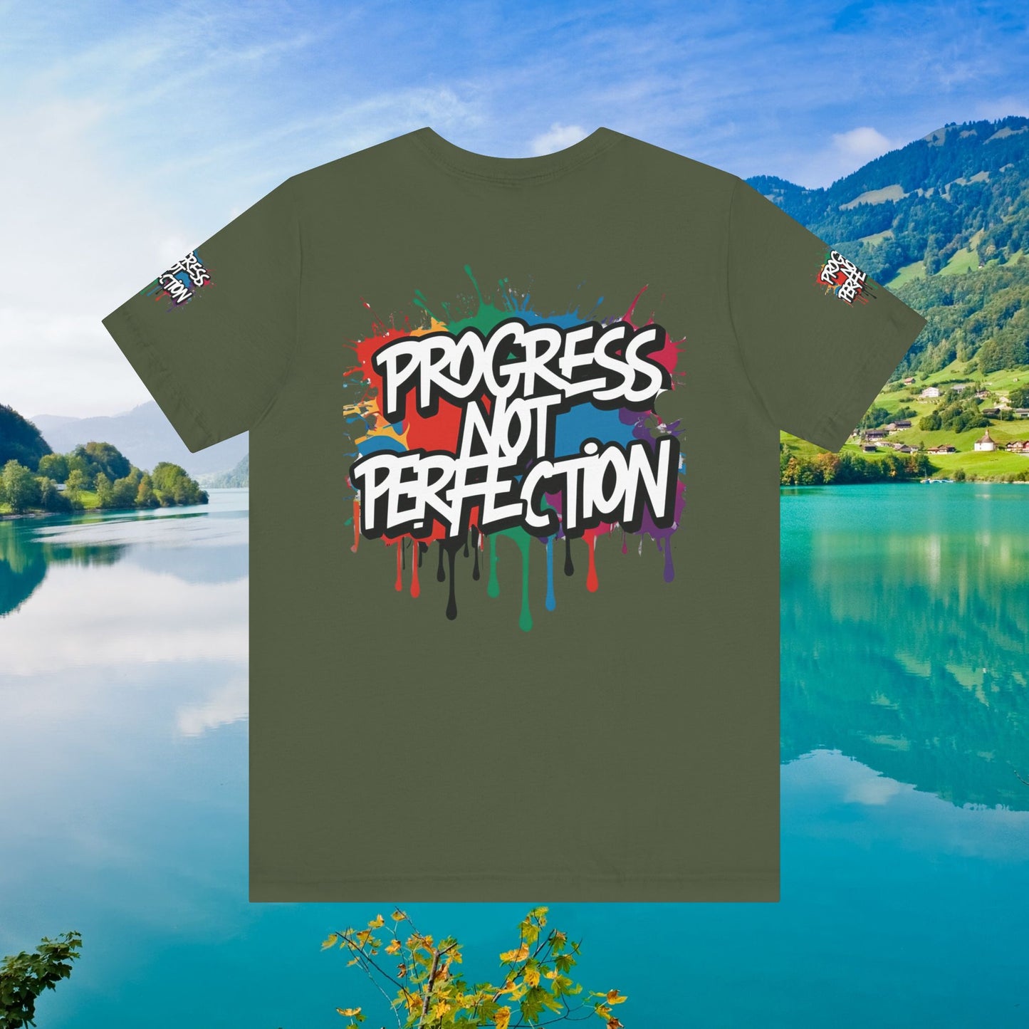 💥 Vibrant 💥 Eye-catching 💥 Motivational 💥 All Over Print 💥 Unisex T-shirt 💥 Progress Not Perfection 💥 Art-Inspired 💥 Apparel 💥 Sizes XS x 4XL 💥