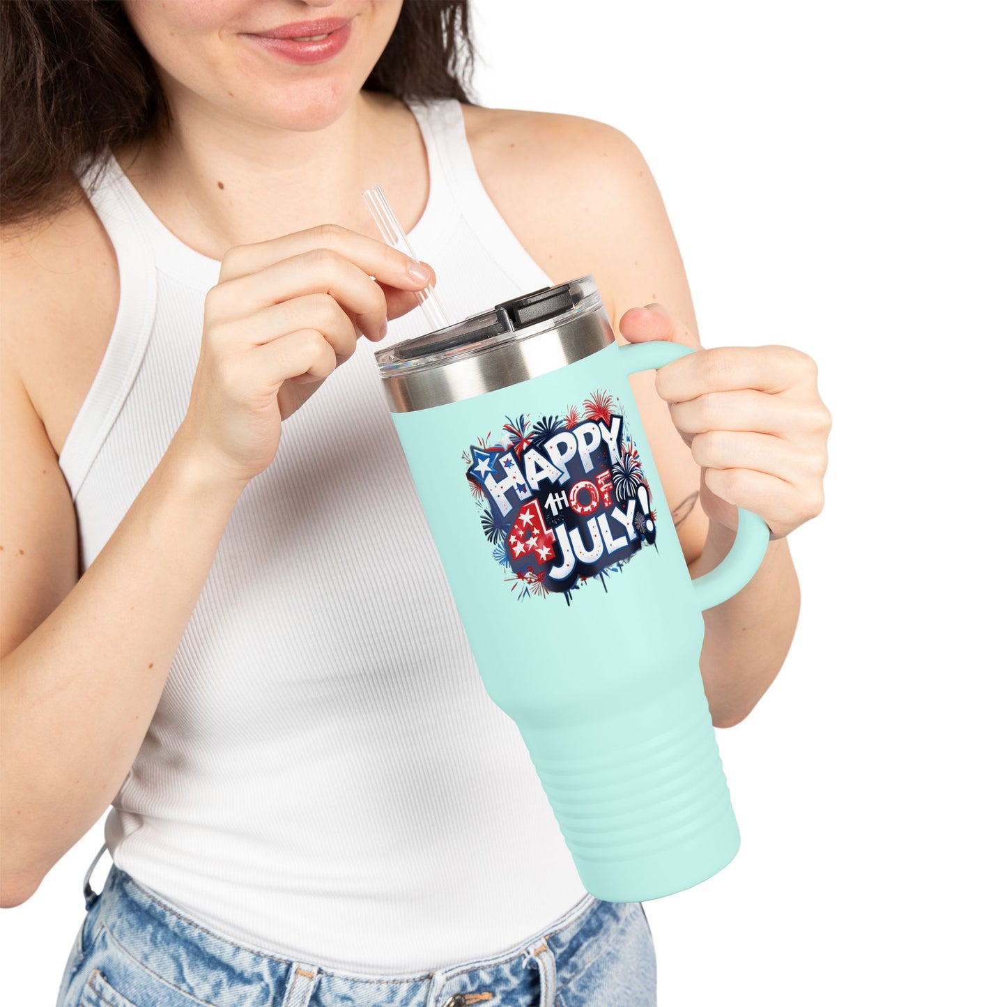Patriotic Insulated Travel Mug - 40oz - Perfect for 4th of July Celebrations, BBQs, Camping, Family Gatherings, Gifts!