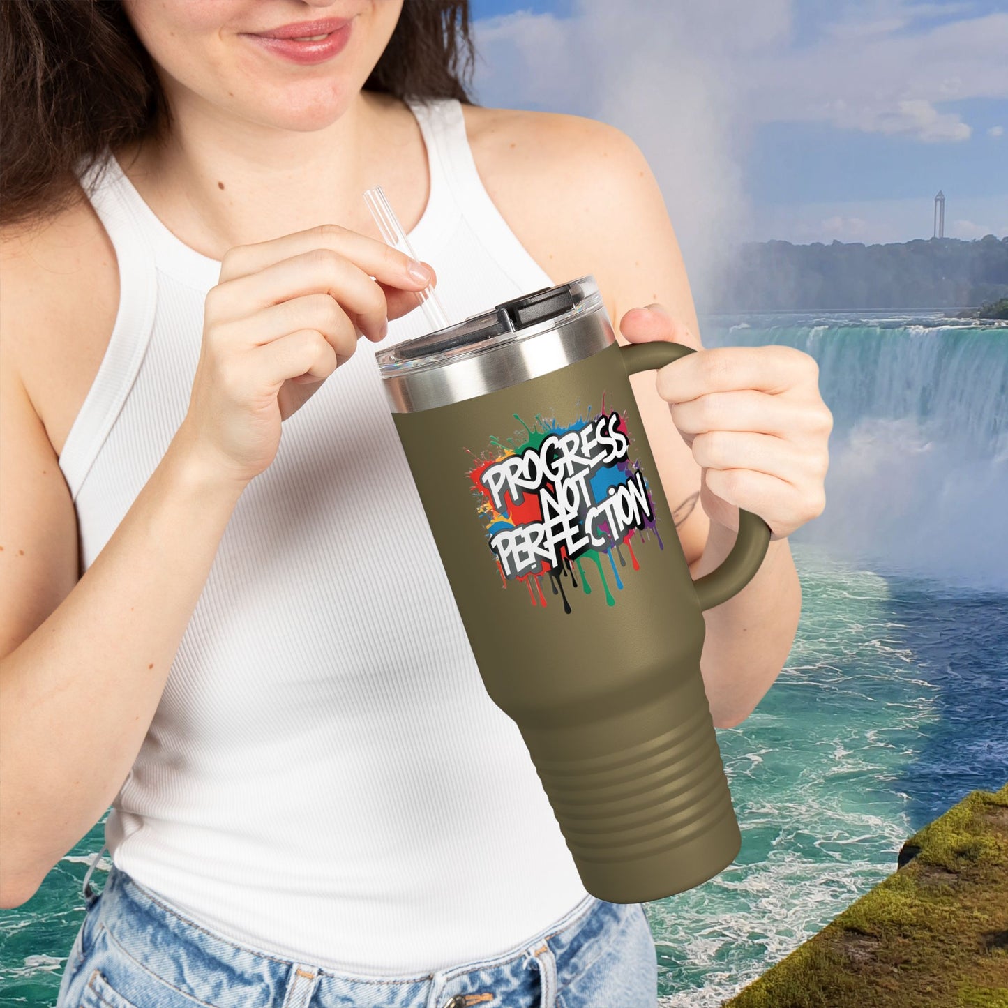 💥Inspirational 💥 Vibrant 💥 Durable 💥 Stainless Steel 💥 Insulated 💥 Travel Mug-Tumbler 💥 40oz 💥 Leak-Proof Lid 💥 8 Different Colors To Choose From 💥 Motivation On The Move 💥