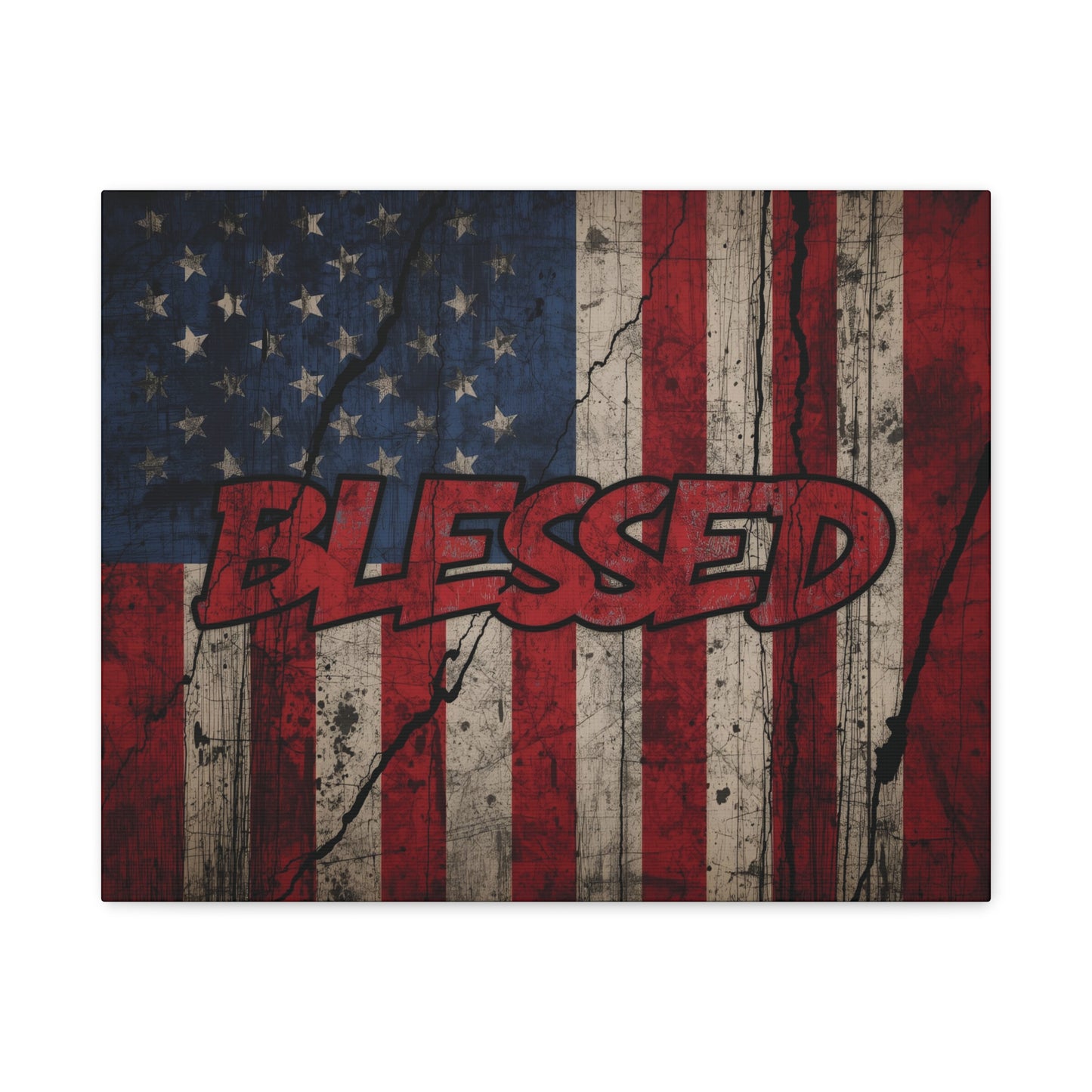 Blessed Patriotic Canvas Wall Art, Americana Decor, Home Wall Decoration, Rustic Flag Artwork, US Flag Decor