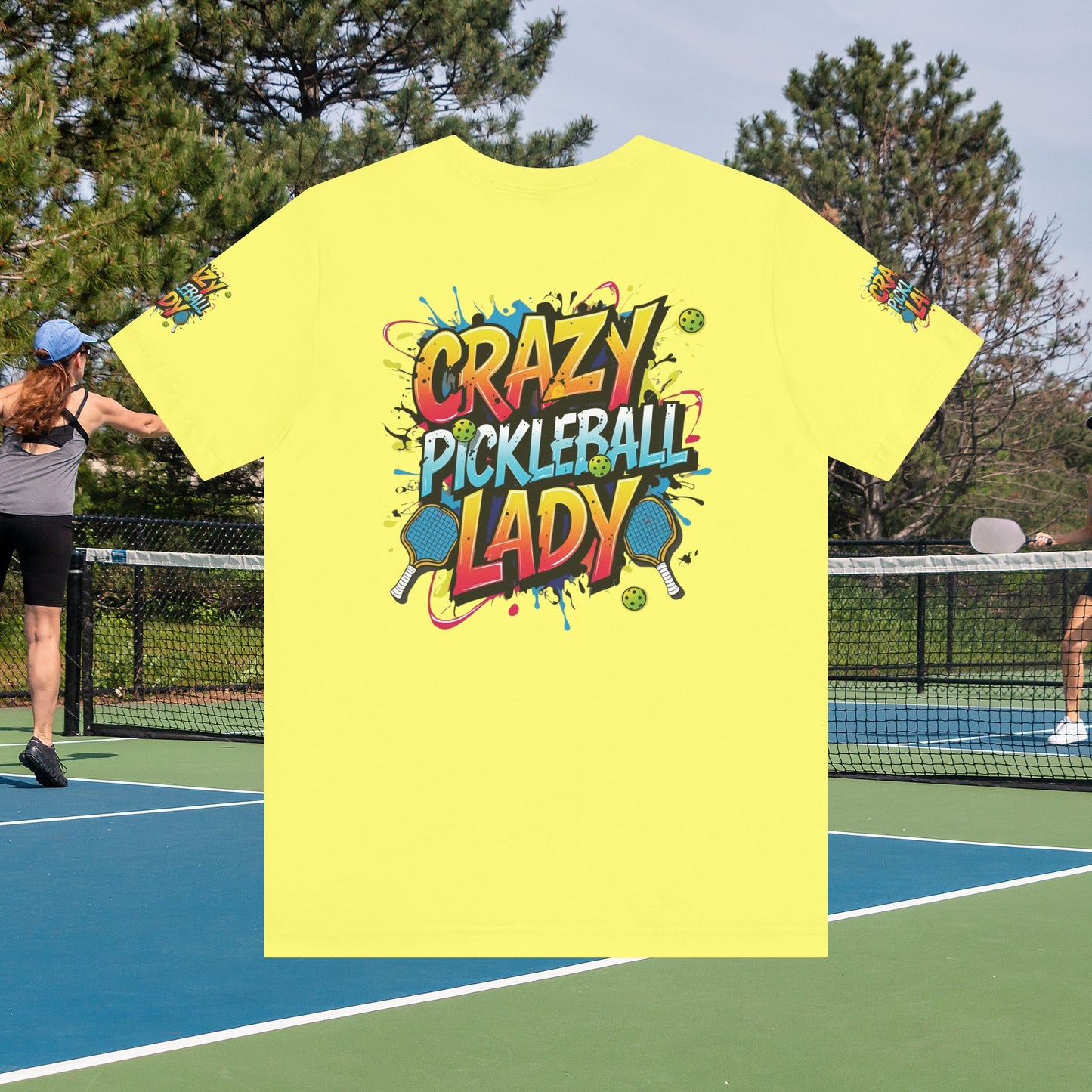 Eye-Catching Crazy Pickleball Lady T-Shirt - Fun Graphic Tee for Pickleball Enthusiasts Sizes XS-5XL