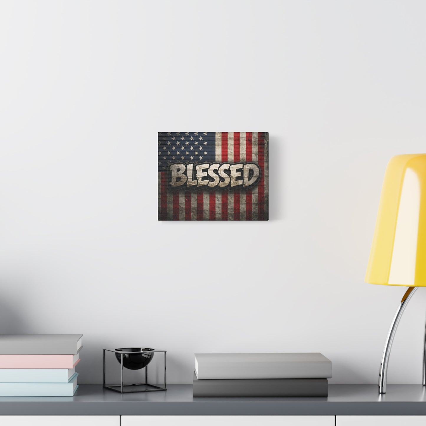 Blessed American Flag Canvas Wall Art, Patriotic Home Decor, Inspirational Gift, Rustic Wall Decor, Americana Artwork