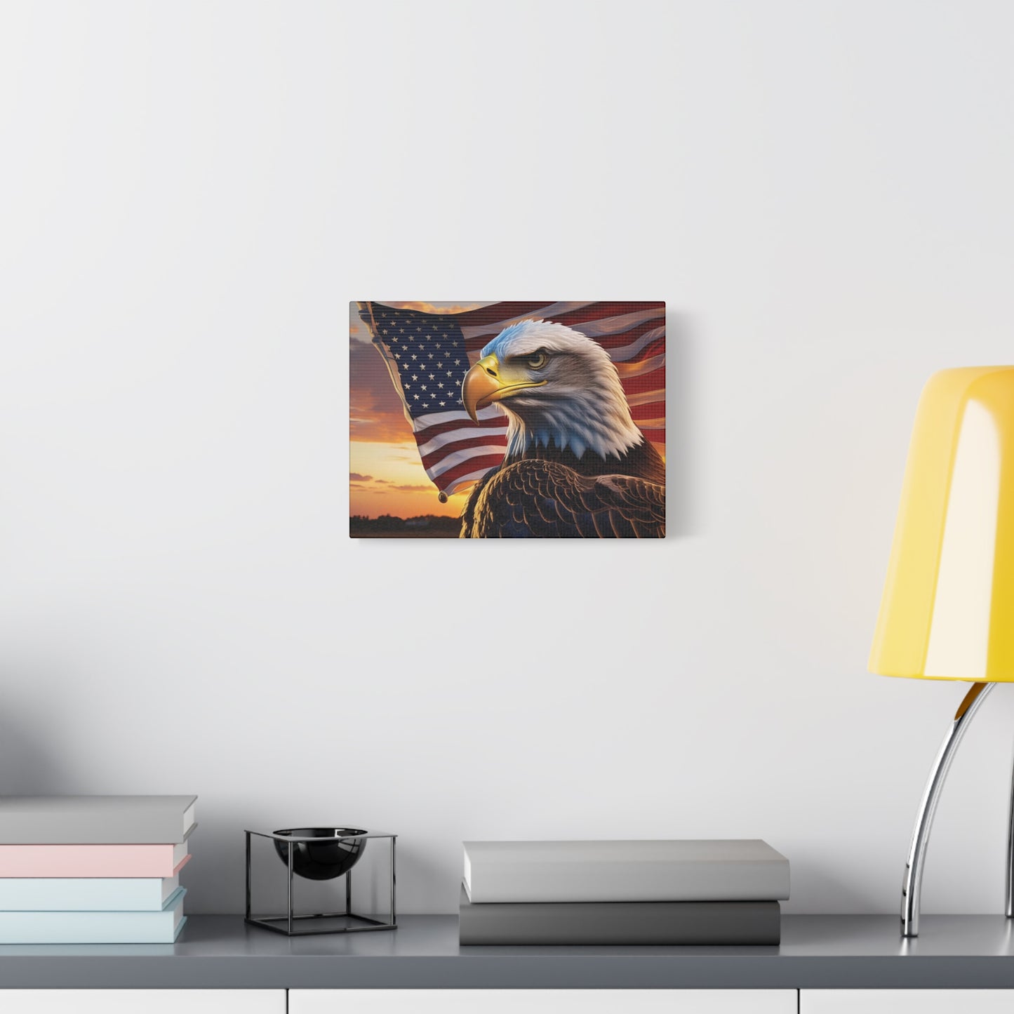 Patriotic Red Eagle Canvas Wall Art, Stretched Eagle Art - Red White Blue - American Flag Decor - Veteran's Day Gift - 4th of July Decoration, Home Gallery Wall