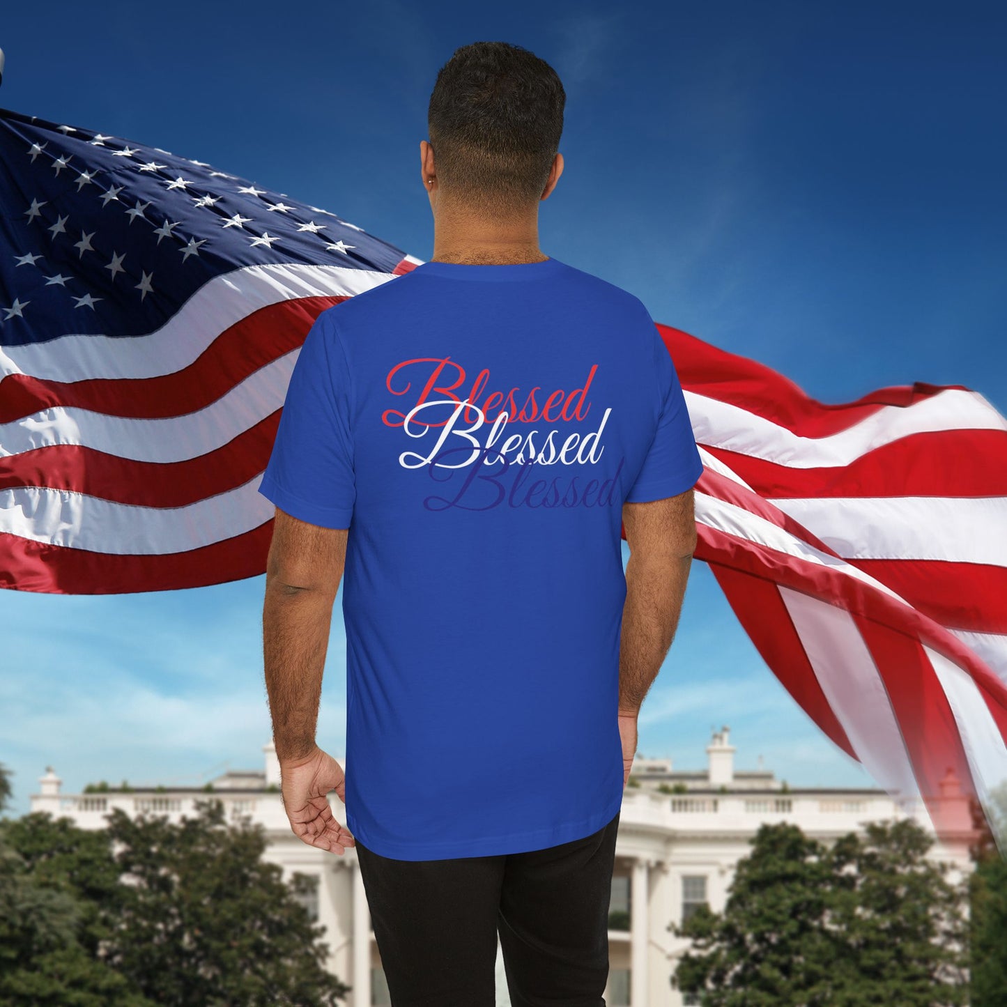 Red White Blue Blessed Design Unisex Tee