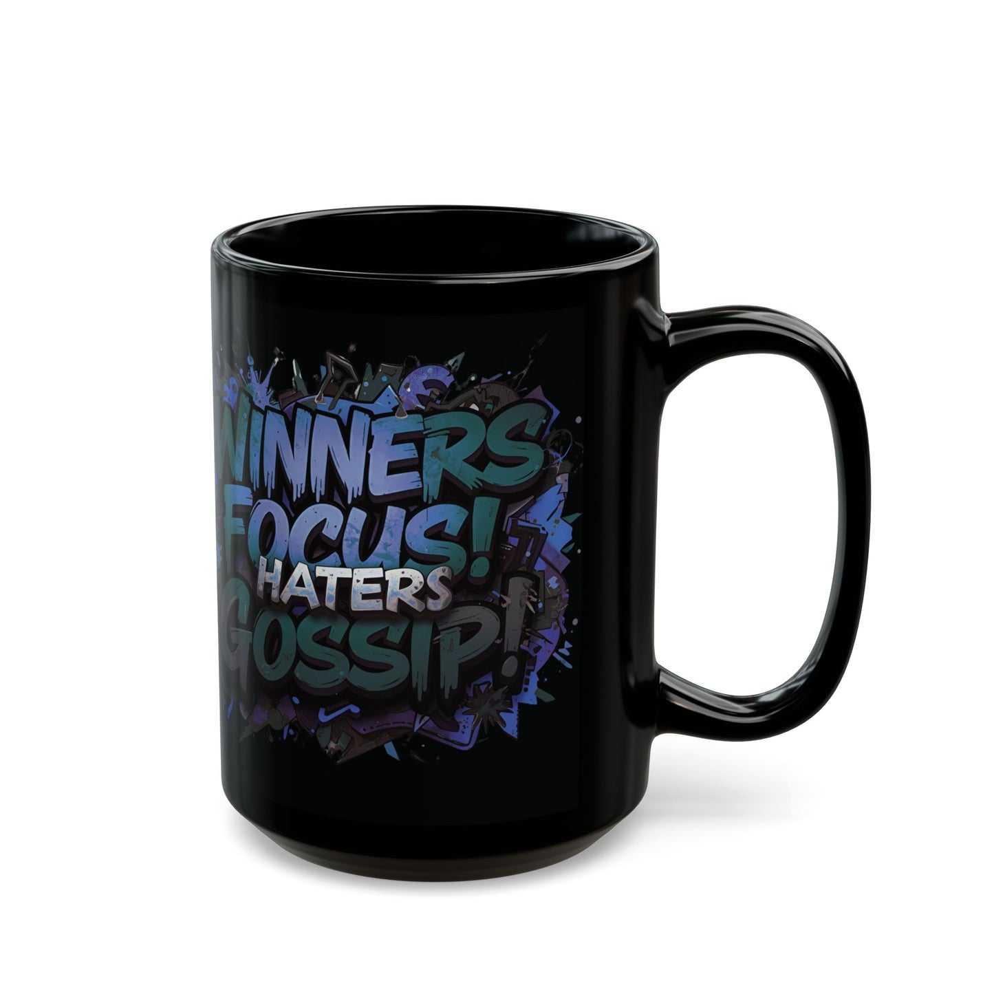 Motivational Black Mug for Winners, Gym Coffee Cup, Inspirational Gift, Home Office Decor, Unique Beverage Container