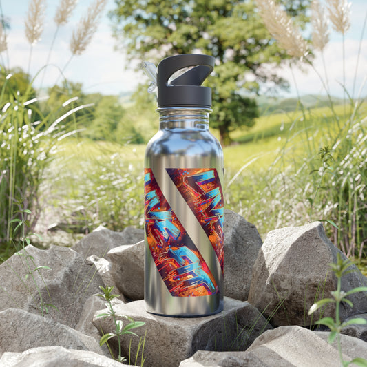 Vibrant - LIVE FIT - Stainless Steel - 20oz - Water Bottle - Flip Top Spout - With Straw - Eco-Friendly - Fitness