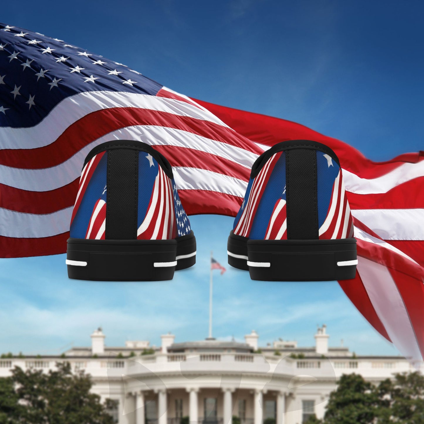 π₯π Patriotic π₯ Women's Low Top Sneakers π₯ Stars & Stripes Design π₯ White Sole & Black Sole to Choose From π₯