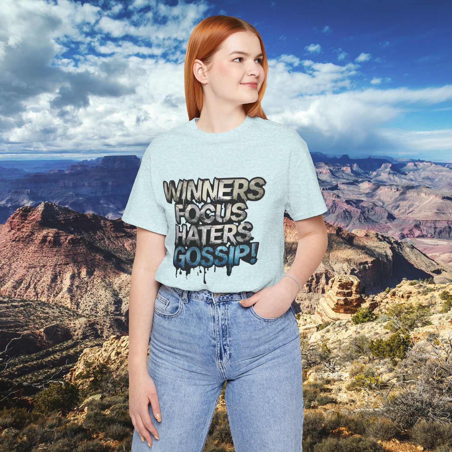 Winners Focus Haters Gossip! Tee - Motivational Graphic Shirt - Unisex Tee for Casual Wear - Gift for Friends - Streetwear Fashion