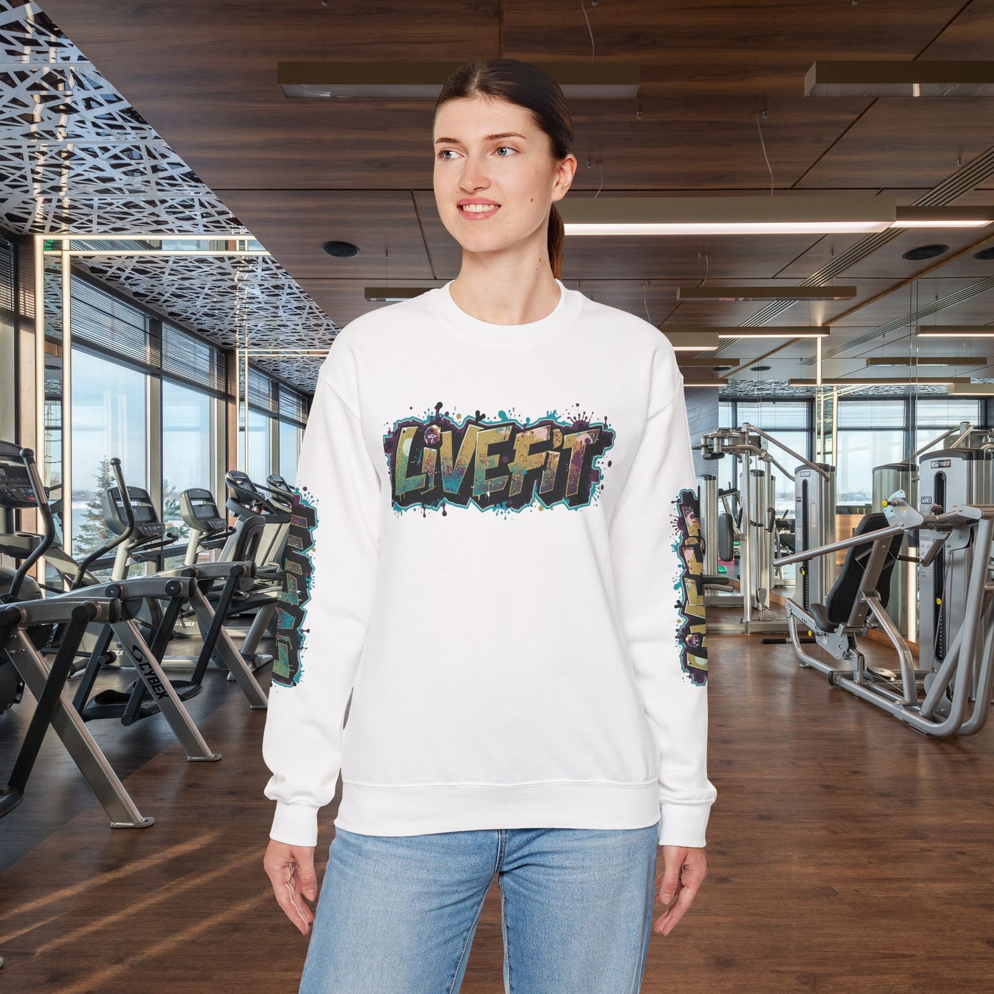 Live Fit Crewneck Sweatshirt - Trendy Fitness Apparel - Unisex Casual Wear - Sports Gift - Workout Fashion - Street Style Sweatshirt -