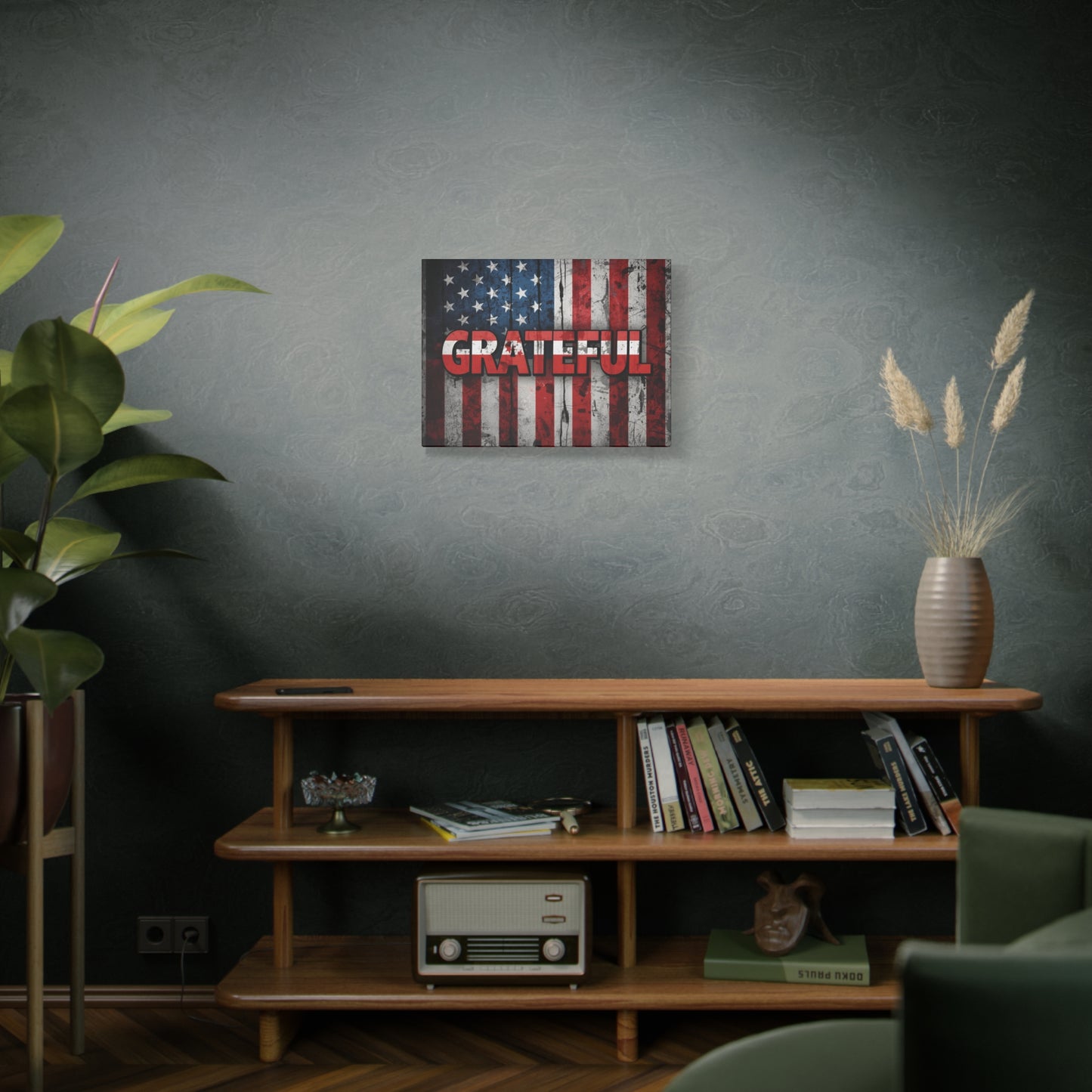 Grateful American Flag Wall Art | Patriotic Canvas Decor, Home Wall Decor, Inspirational Gift, 4th of July Decoration, Veteran's Day