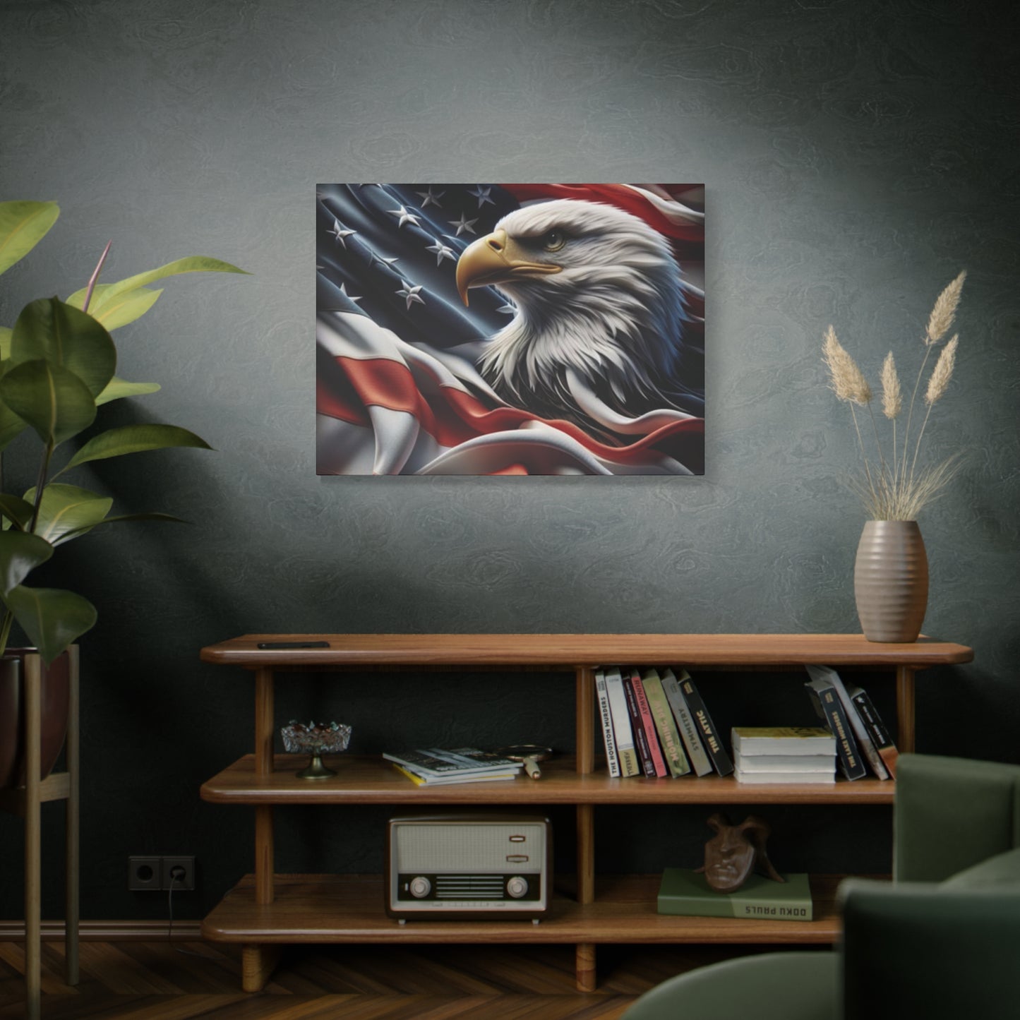 Patriotic Eagle Gallery Wrapped Canvas Art - American Flag Wall Decor - Red White Blue - USA Pride - Holiday Gift - 4th of July Home Decoration - Veteran Gift - USA Theme Art - Print On Sides - Mirror Sides -