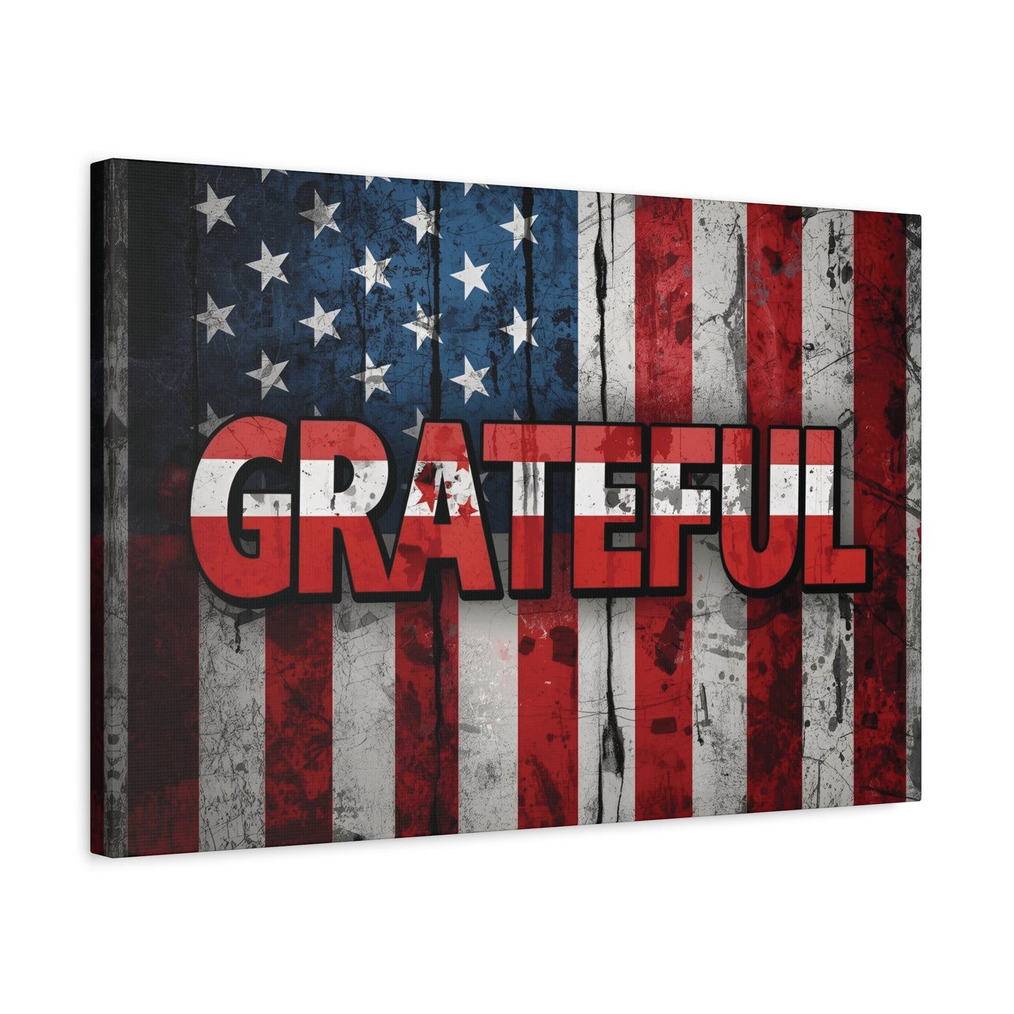 Grateful American Flag Wall Art | Patriotic Canvas Decor, Home Wall Decor, Inspirational Gift, 4th of July Decoration, Veteran's Day