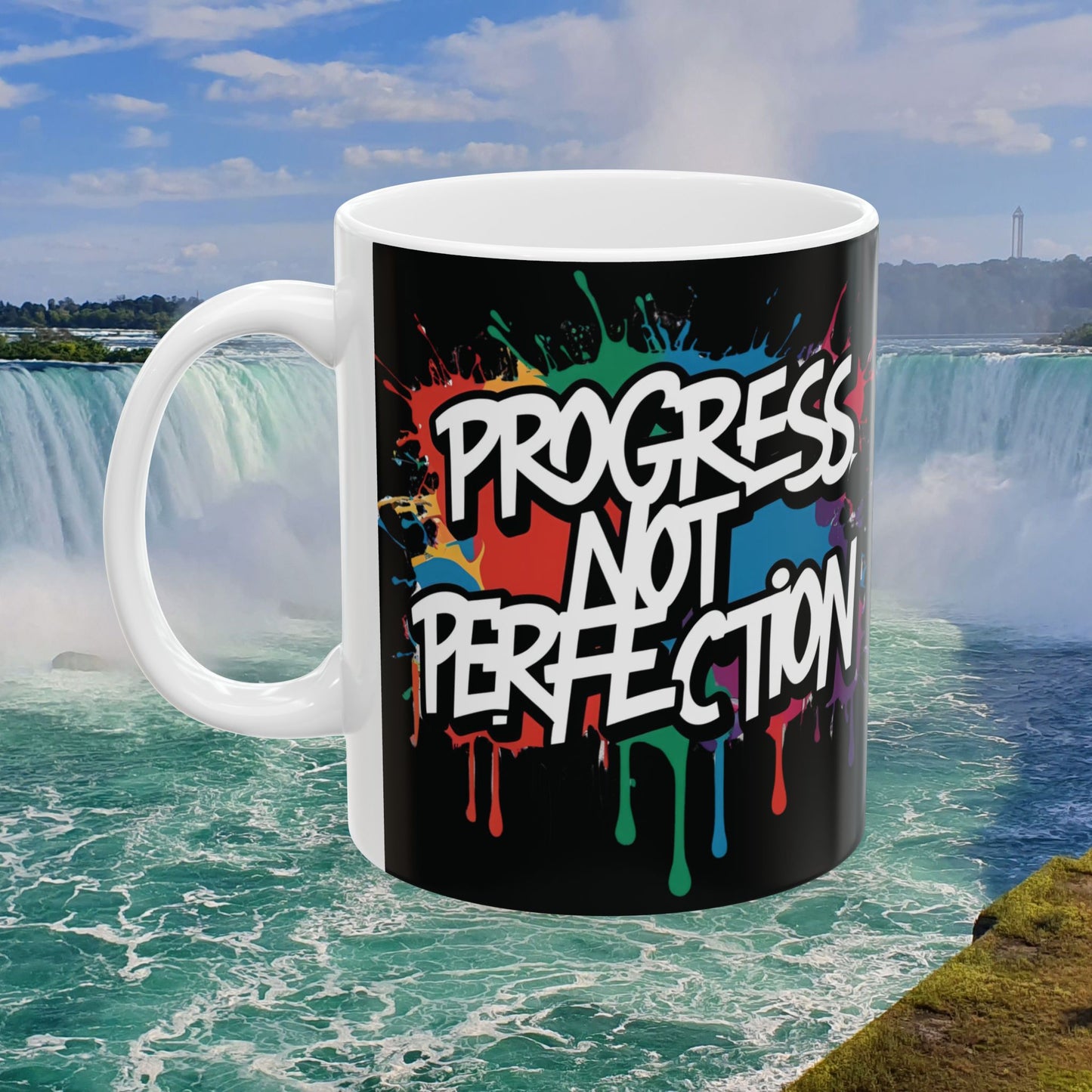 💥 Vibrant 💥Motivational 💥 Stylish Ceramic Mug 💥 Progress Not Perfection 💥 Inspiring Coffee Cup for Daily Motivation 💥 Available In 2 Convenient Sizes 11oz & 15oz 💥