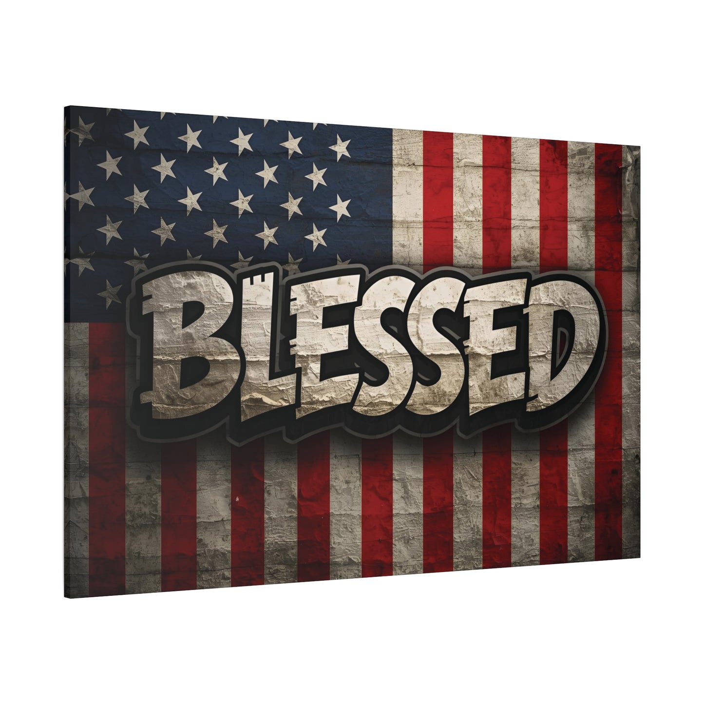 Blessed American Flag Canvas Wall Art, Patriotic Home Decor, Inspirational Gift, Rustic Wall Decor, Americana Artwork