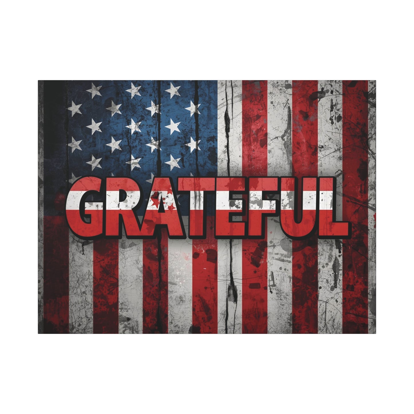 Grateful American Flag Wall Art | Patriotic Canvas Decor, Home Wall Decor, Inspirational Gift, 4th of July Decoration, Veteran's Day