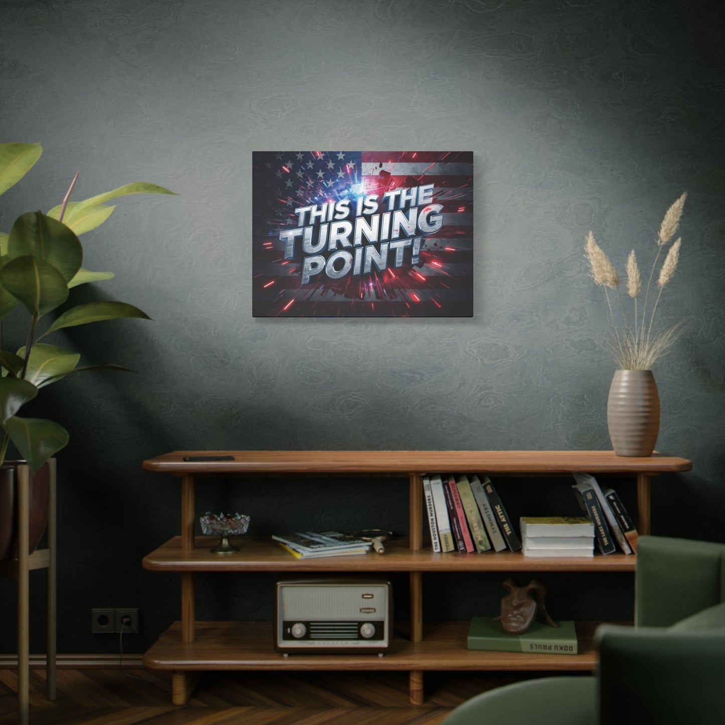 Canvas Print - Patriotic Wall Art - Stunning - Red White Blue - American Flag Backdrop - Charlie Kirk Inspired - This Is The Turning Point! - Multiple Sizes -