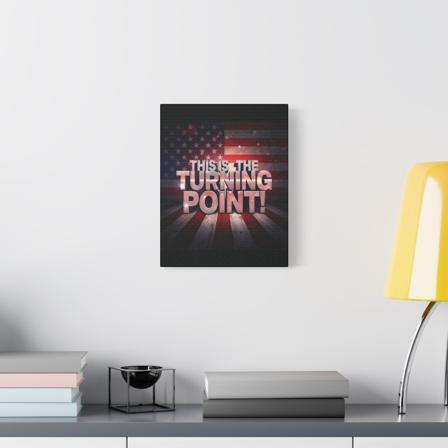 Gallery Wrapped Canvas Wall Art - Charlie Kirk Inspired - This Is The Turning Point! - Red White Blue - American Flag Backdrop Design - Multiple Sizes -