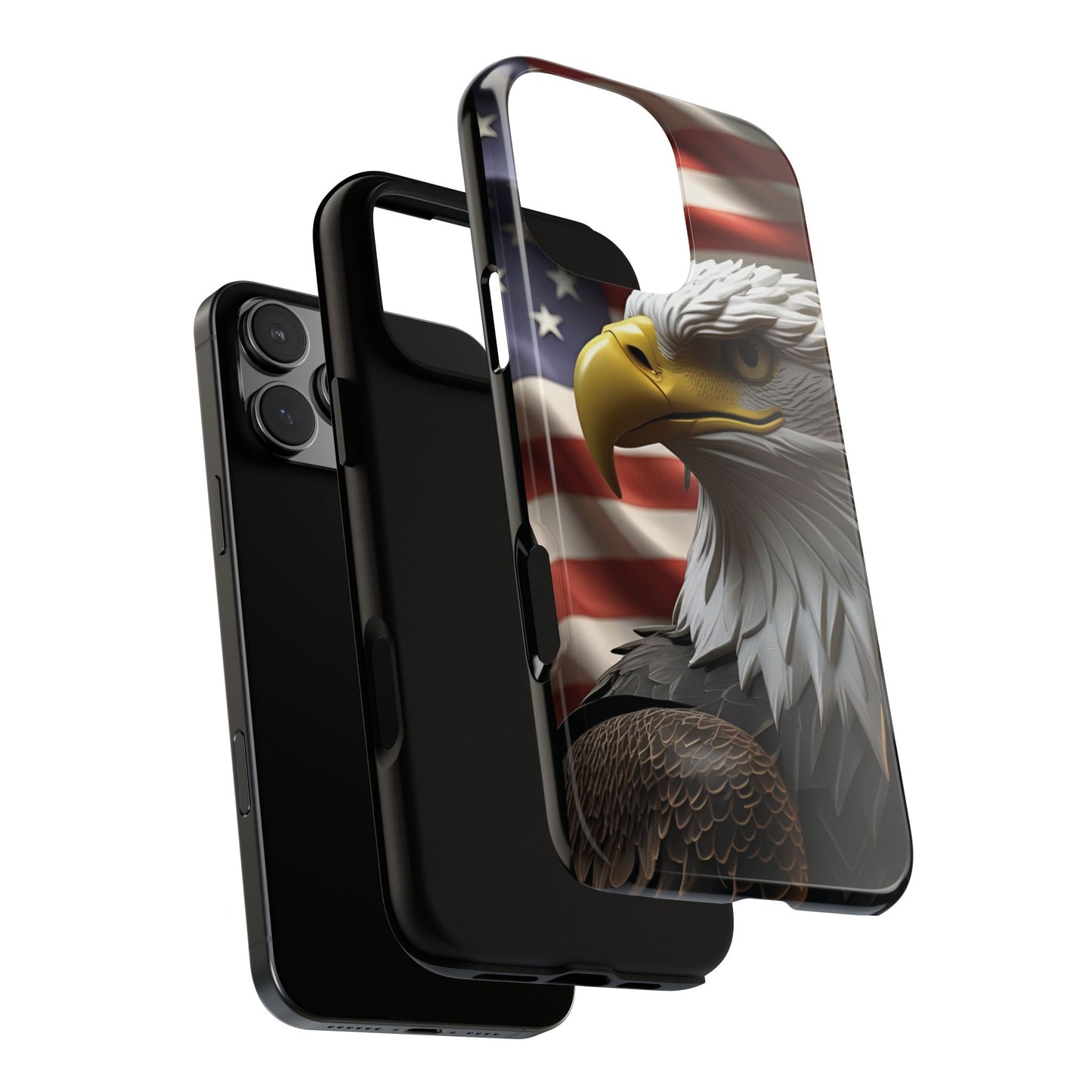 Tough Phone Cases - Patriotic - American Flag Eagle Design - Red White & Blue - Multiple Sizes -