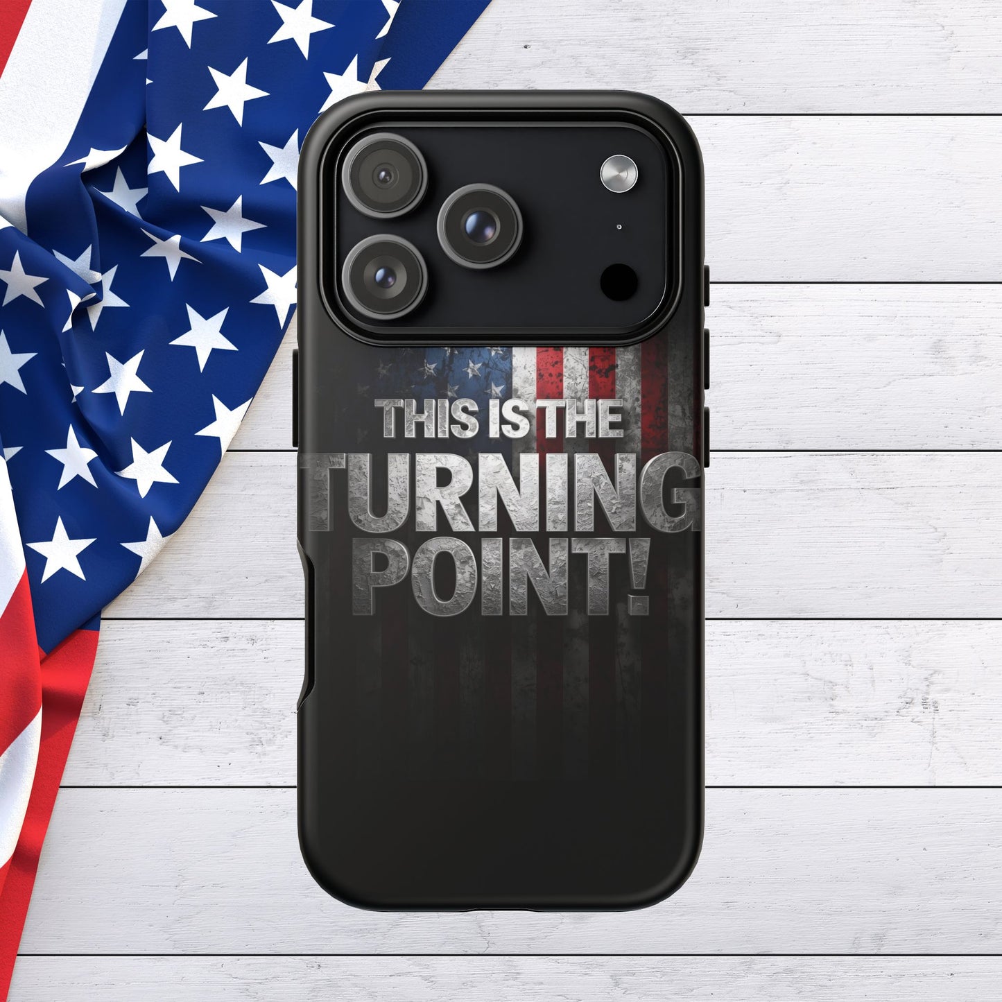 Stunning Patriotic Protective Cell Phone Case - Charlie Kirk - This Is The Turning Point! - Red White Blue - Beautiful American Flag Backdrop Design - Perfect Gift for Everyday Use, Durable Cover, Stylish Protection