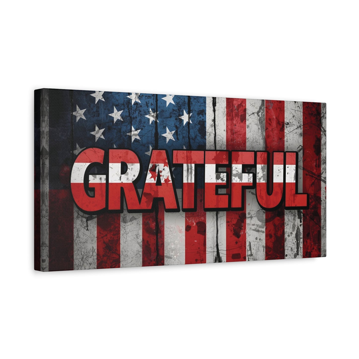Grateful American Flag Wall Art | Patriotic Canvas Decor, Home Wall Decor, Inspirational Gift, 4th of July Decoration, Veteran's Day
