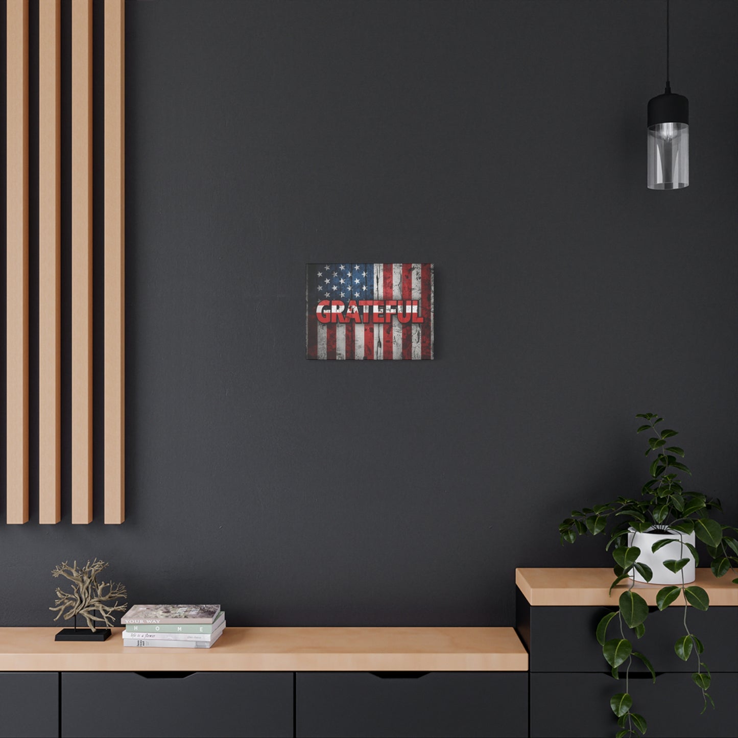 Grateful American Flag Wall Art | Patriotic Canvas Decor, Home Wall Decor, Inspirational Gift, 4th of July Decoration, Veteran's Day